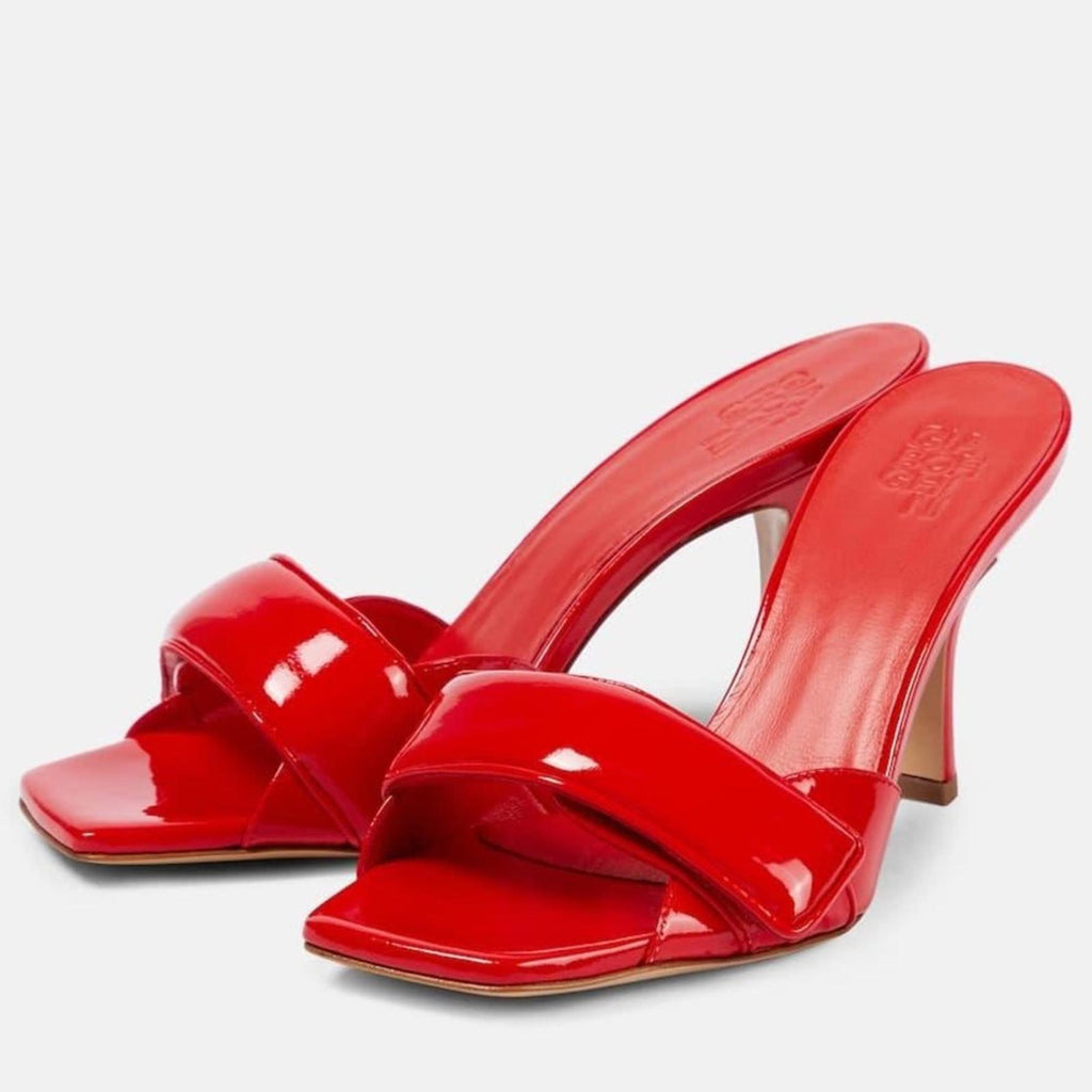 Gia Borghini Alodie Patent Leather Mules/Sandals in Red Size 41 NEW +DustBag