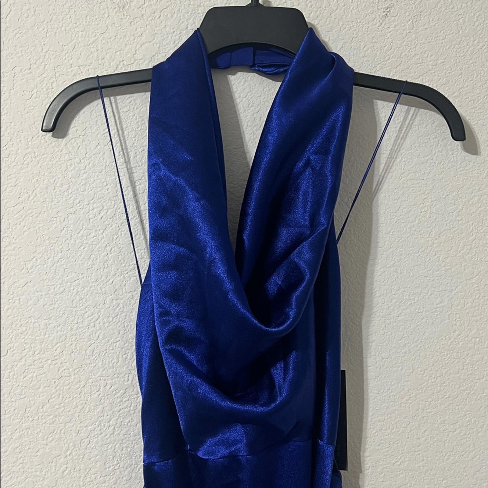 Aidan Mattox Satin Cowl Neck Gown in Royal Sapphire, Size 0 NEW w/Tag $220