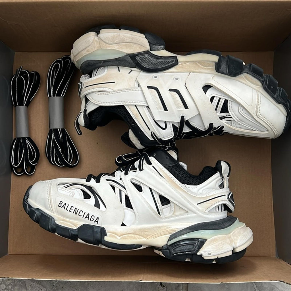 Balenciaga Track Sneakers, White/Black +Extra Shoe Laces Size EU34 US4 EXCELLENT