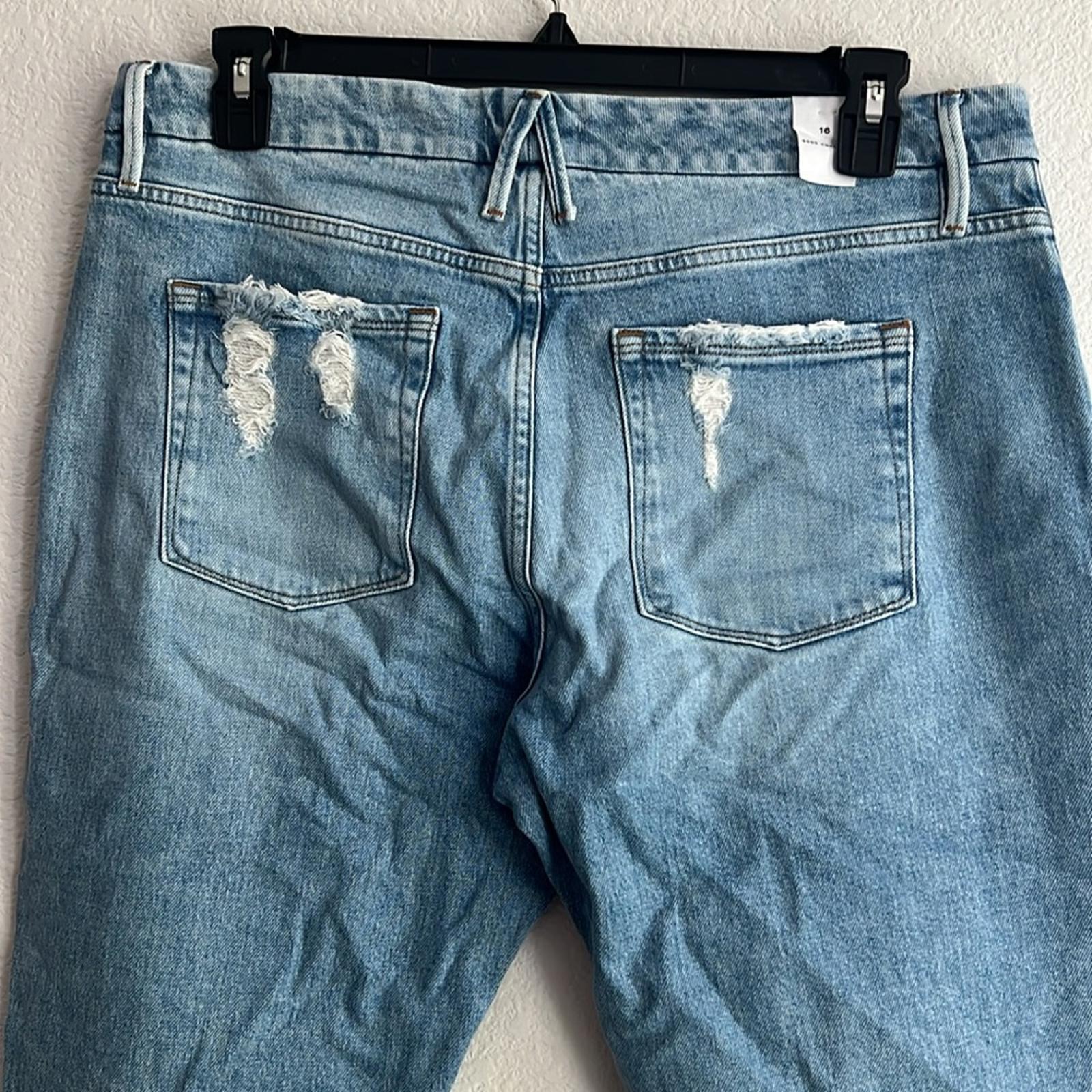 Good American Frayed Hem Distressed Jeans, Indigo Blue,  NWT, Size 16