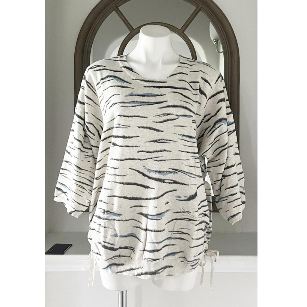 NEW Democracy Zebra Print Sweater w/Pockets, Plus Size 2X New w/Tag in Packaging