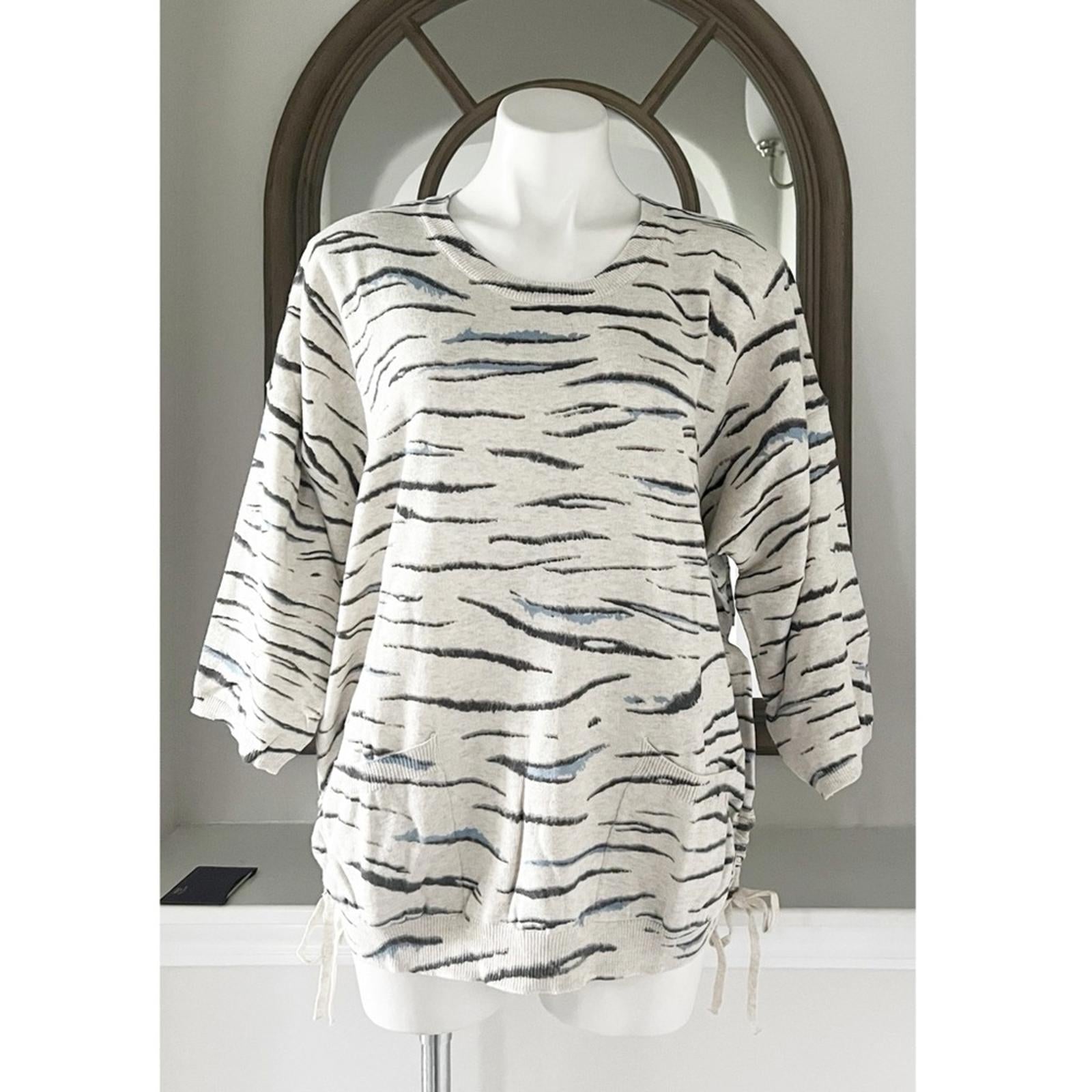 NEW Democracy Zebra Print Sweater w/Pockets, Plus Size 2X New w/Tag in Packaging