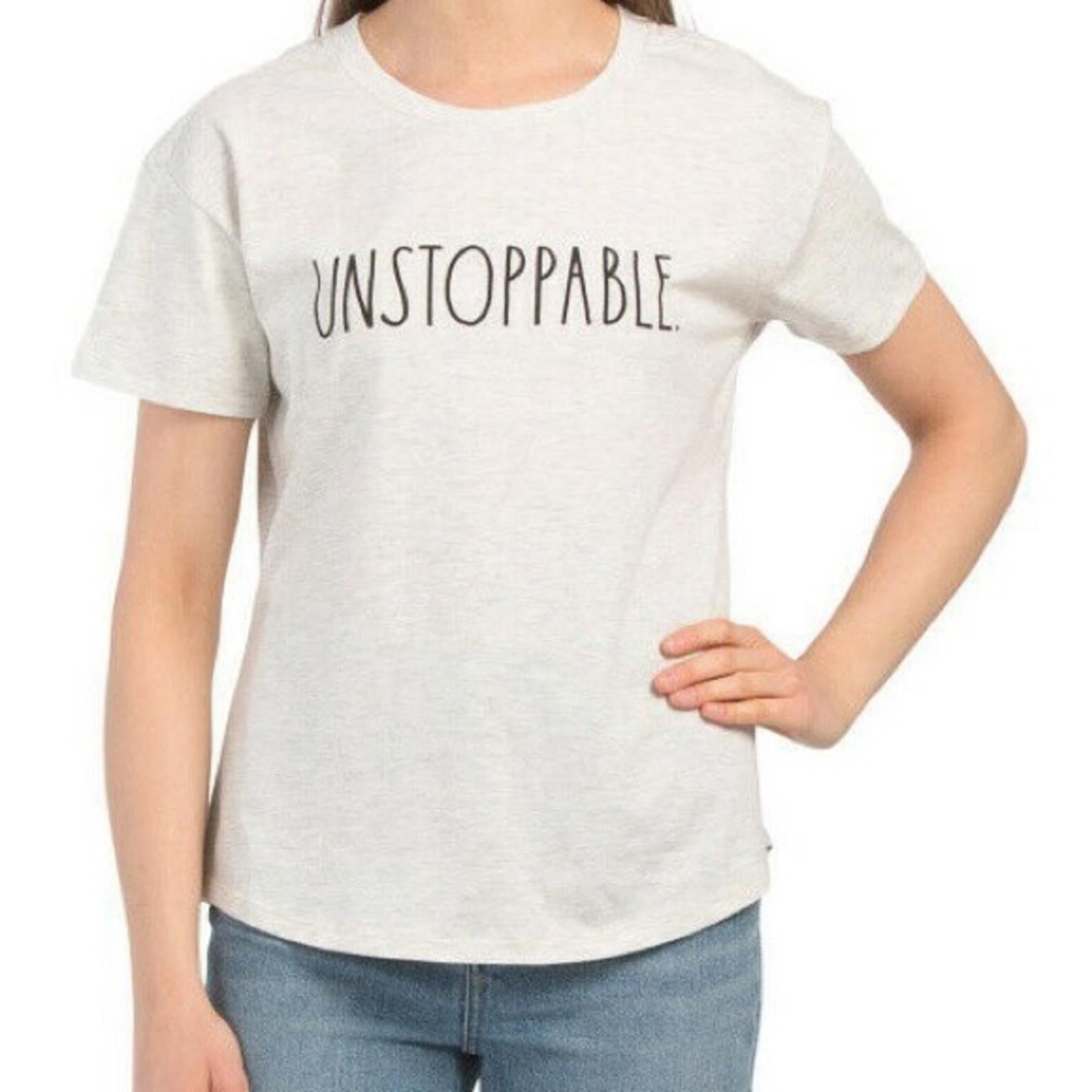 Rae Dunn Unstoppable Short Sleeve Tee in Oatmeal, NWT, Size L