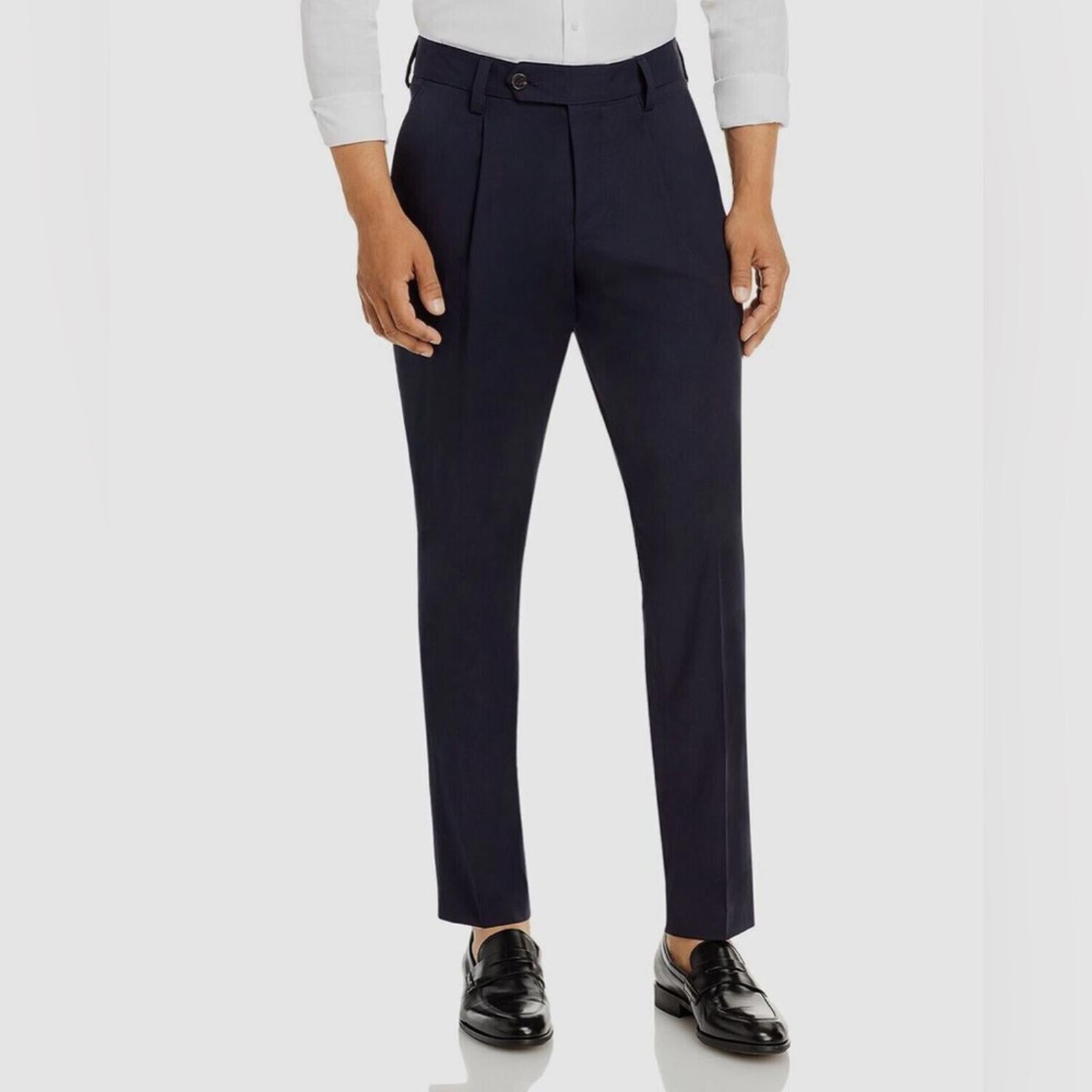 Boss Perin Pleated Relaxed Fit Dress Pants in Dark Blue Size 38 R New w/Tag $248