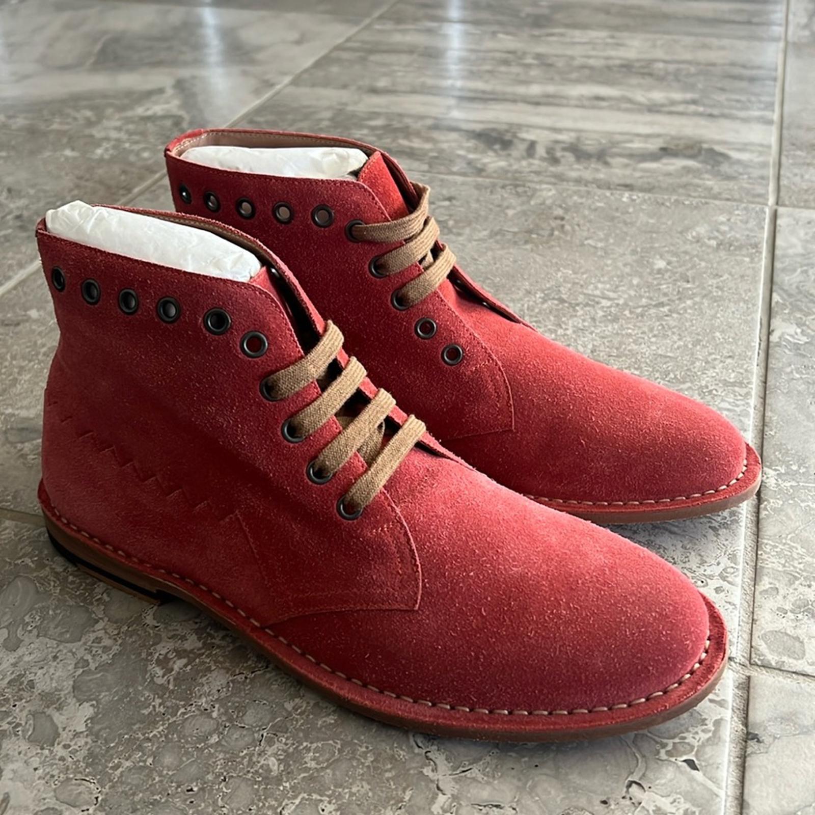 Bottega Veneta Lace-Up Ankle Boots in Red Suede, Size EU40 NEW in Box w/DustBags