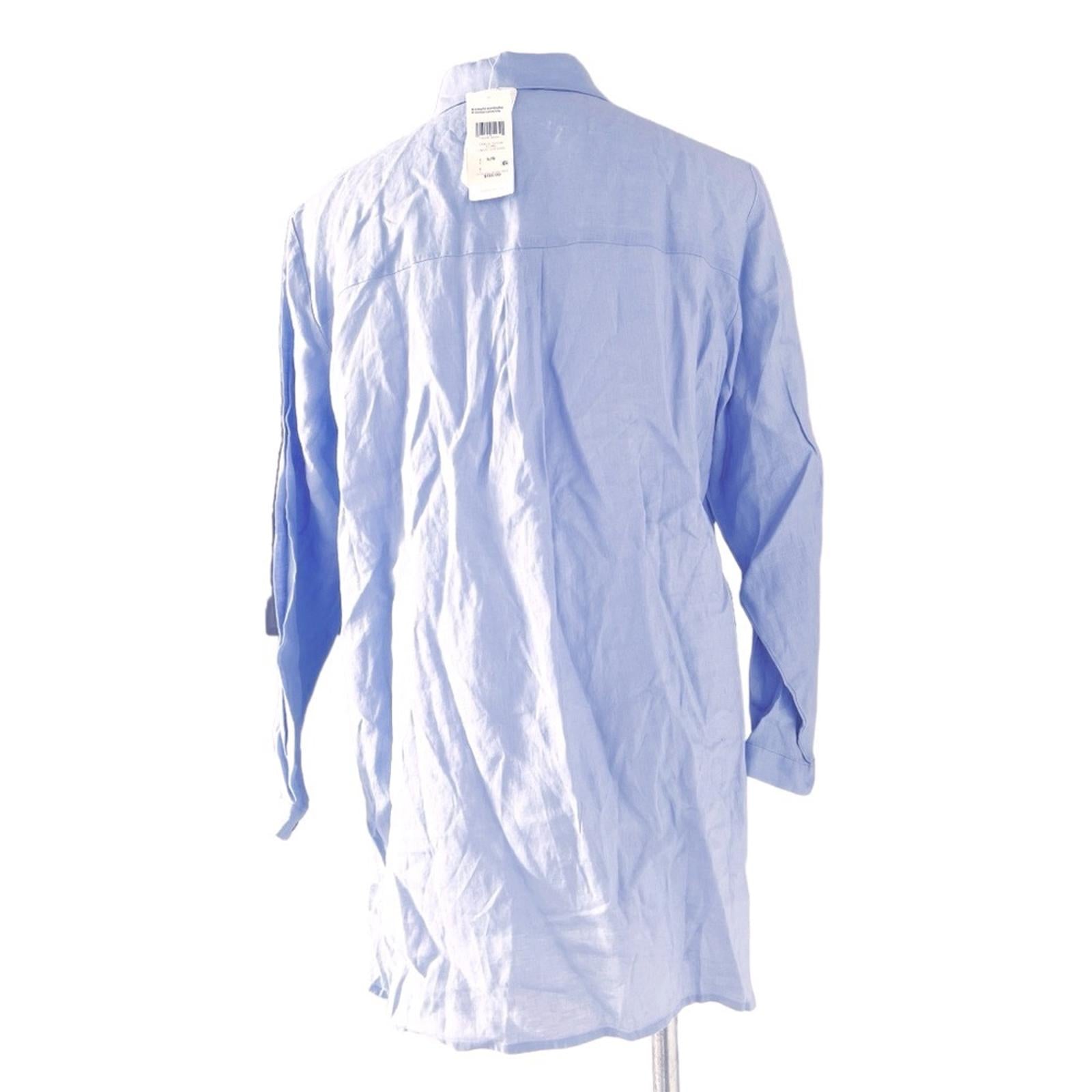 Eileen Fisher Handkerchief Linen Classic Collar Shirt, Size L New w/Tag SOLD OUT