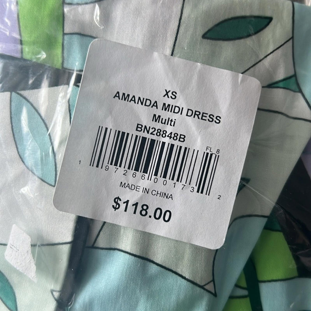 Steve Madden Amanda Cutout Midi Dress, Multi Size XS New w/Tag in Packaging