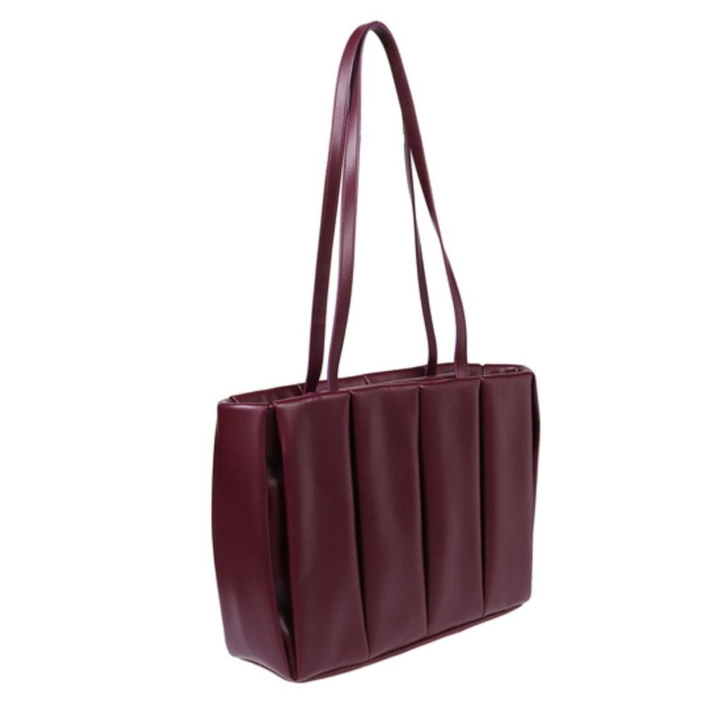 Themoirè Kore Vegan Nappa Quilted Tote (Made in Italy) Burgundy, New w/Tag