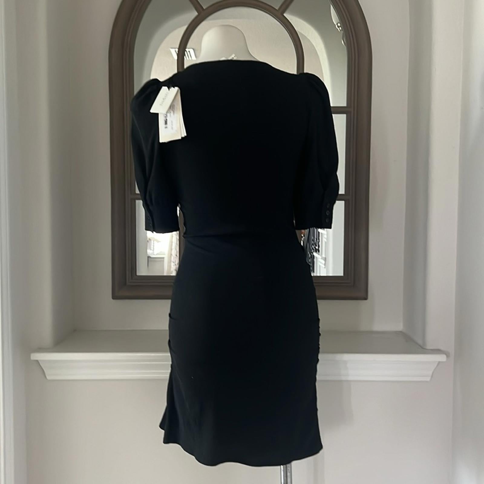 ba&sh Woody Ruffle Mini Dress in Black, Size M New w/Tag Retail $335