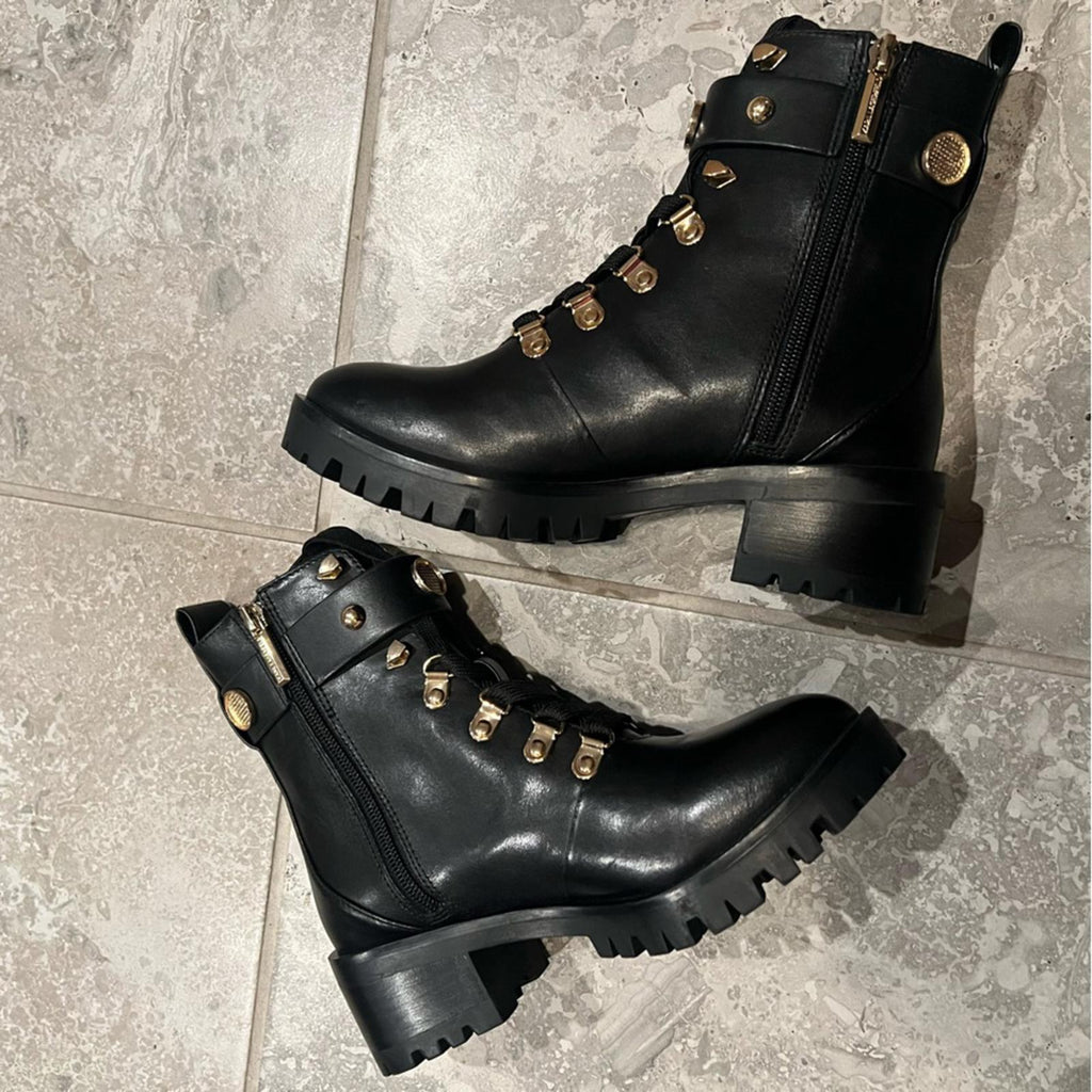 Karl Lagerfeld Perry Lace Up Boots, Black Size US 5M EU 35 Retail $199