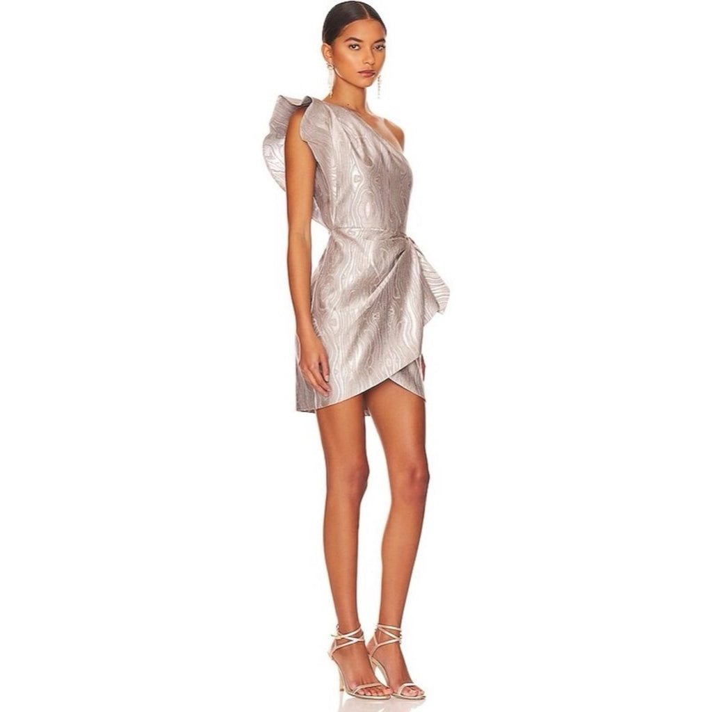SAYLOR Ann Woodgrain Jacquard Mini Dress, Silver Size M EXCELLENT!