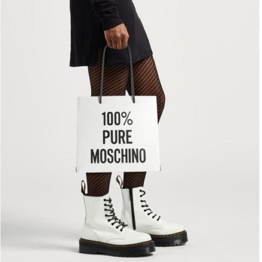 Moschino “100% PURE MOSCHINO” White Leather Shoulder Bag, New with Tag
