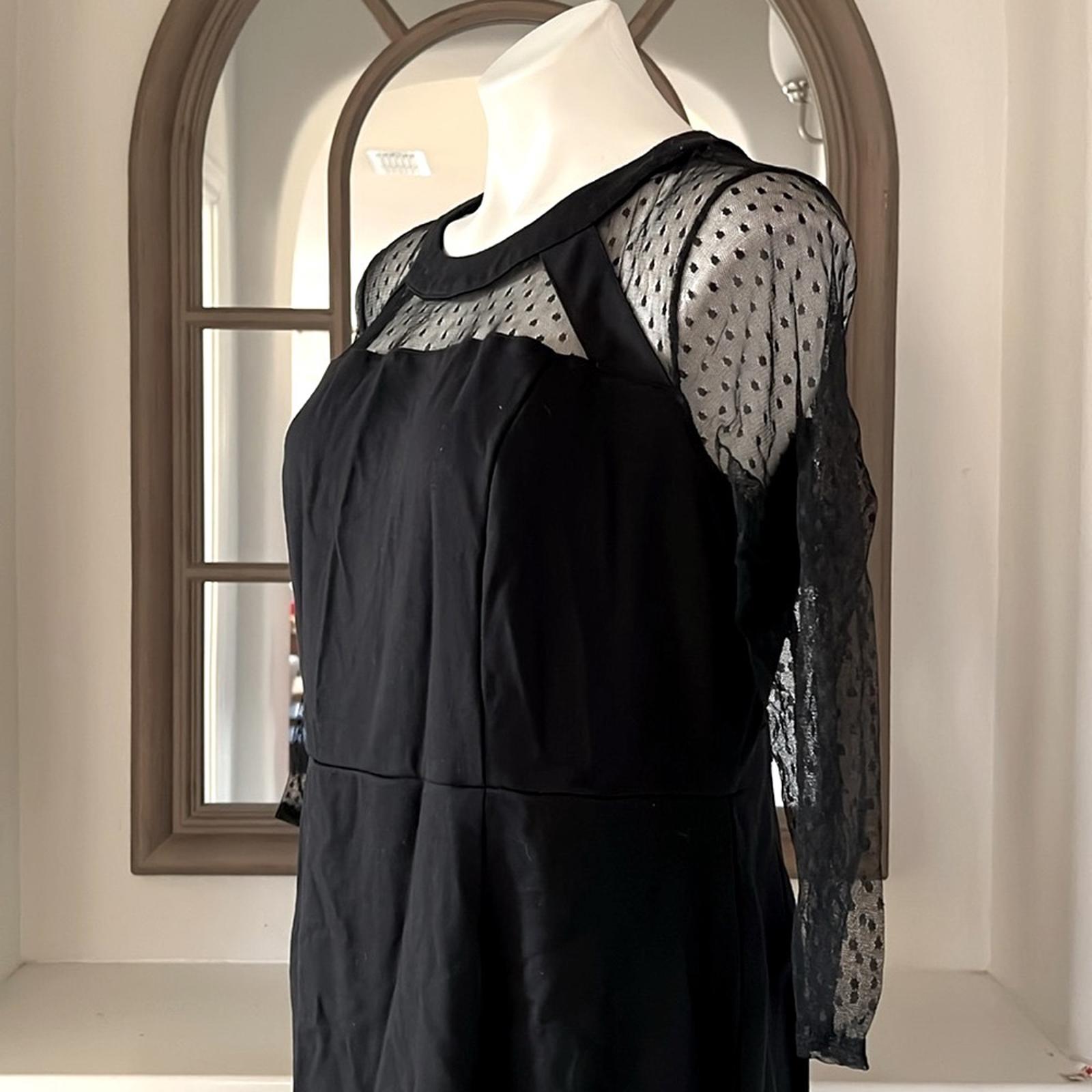 Lane Bryant Women’s Black Mesh Detail 3/4 Sleeve Sheath Dress Size 14 EXCELLENT