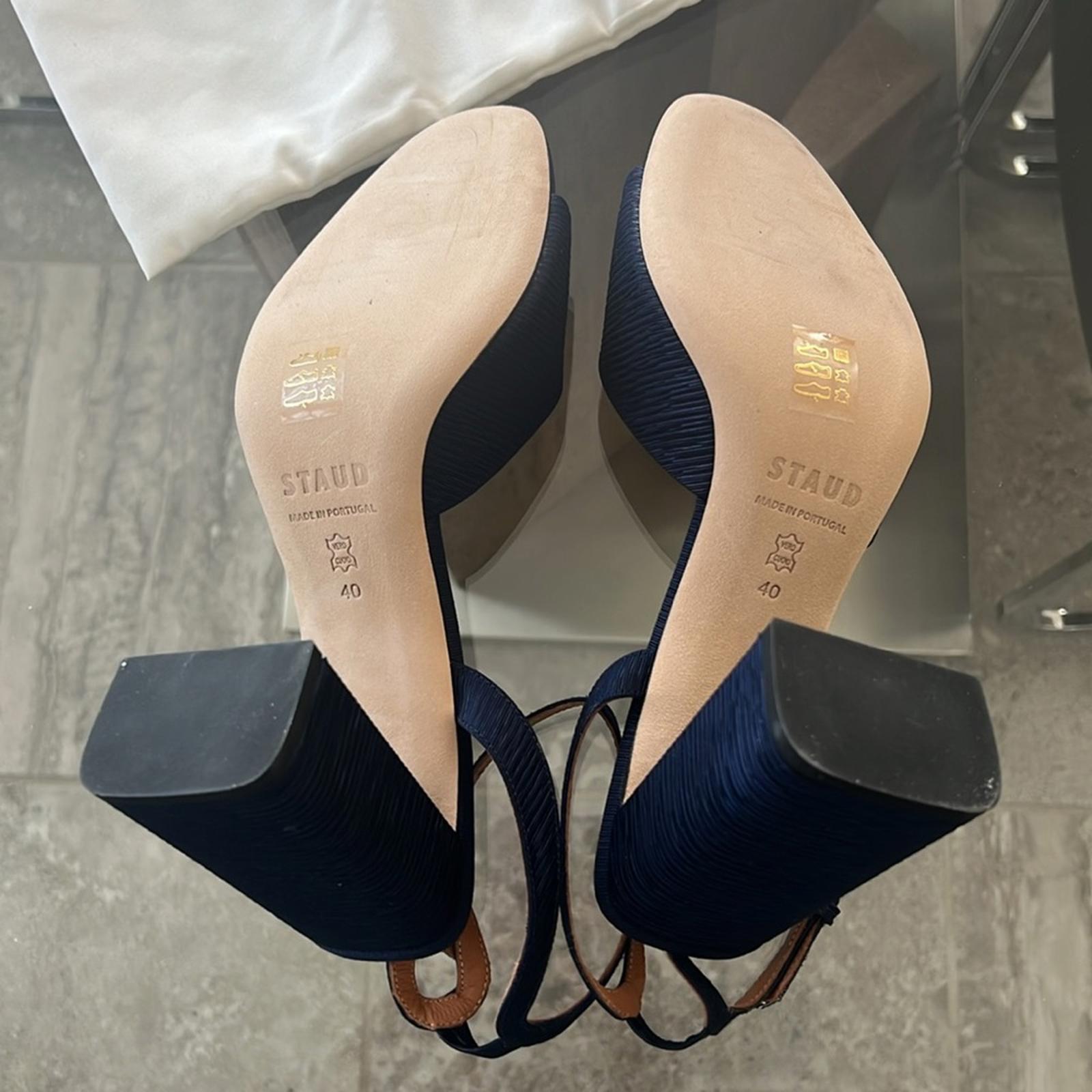 STAUD Solange NAVY High Block Heel Sandals, Size EU 40 NEW +Dust Bag SOLD OUT!