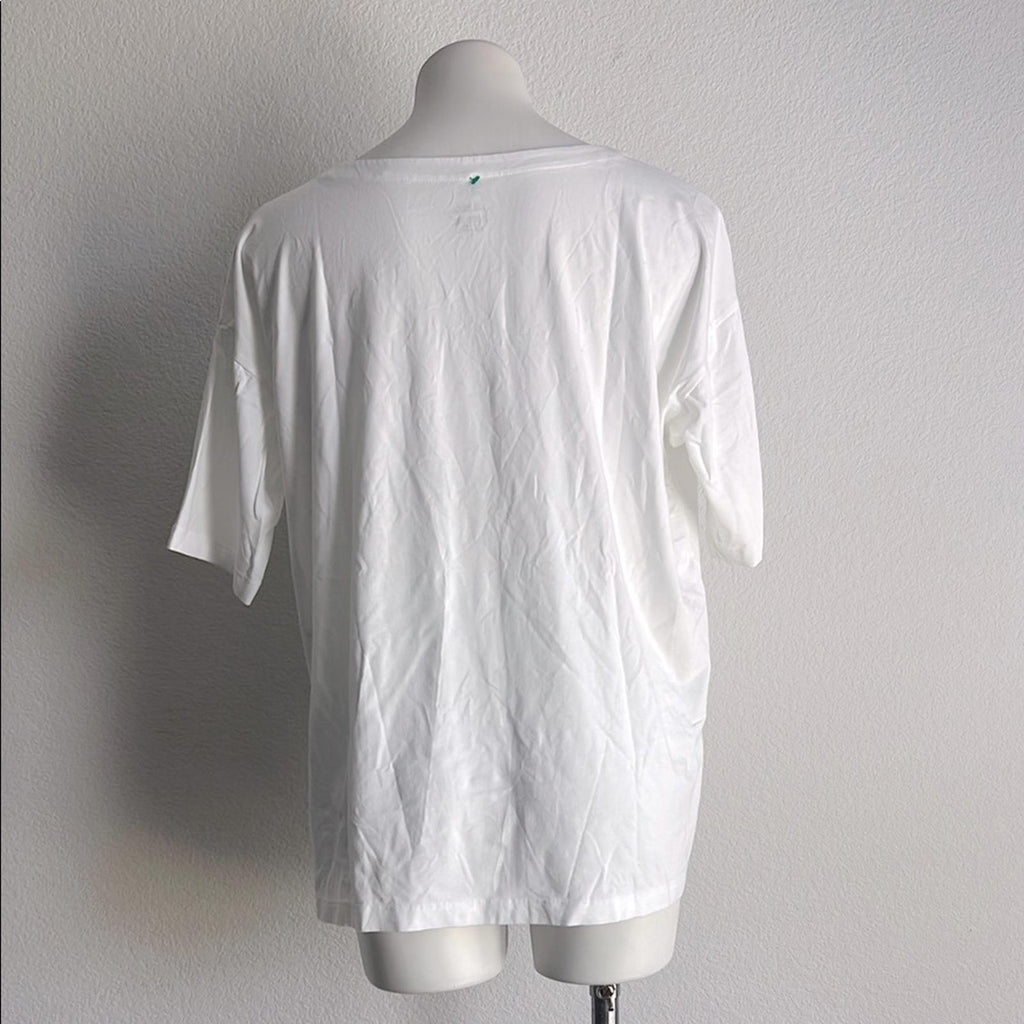 J. Jill Classic Luxe Supima Elbow-Sleeve Tee in White, NEW, Size L