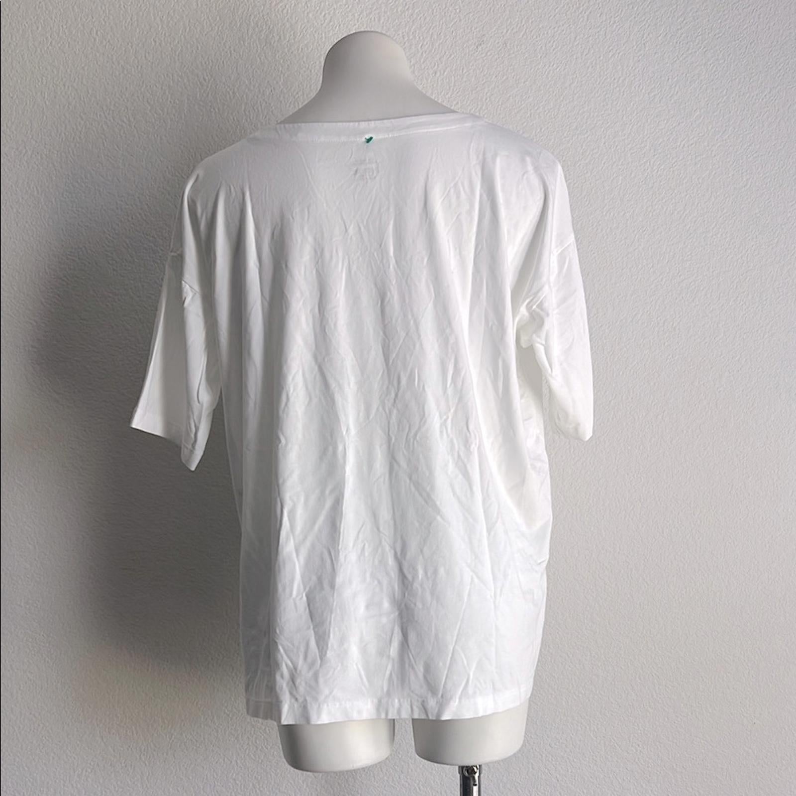 J. Jill Classic Luxe Supima Elbow-Sleeve Tee in White, NEW, Size L