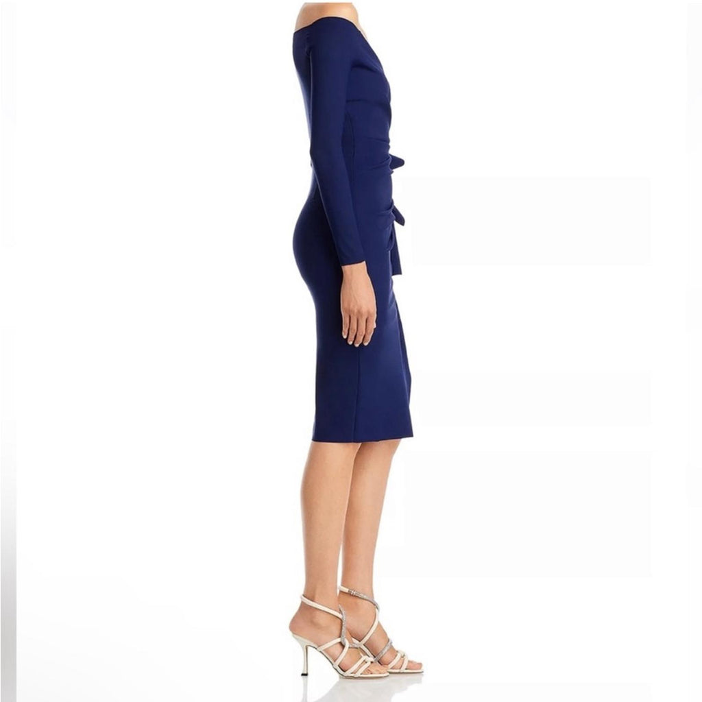 Chiara Boni La Petite Robe Silveria Off-the-Shoulder Dress in Navy, NWT, Size 6