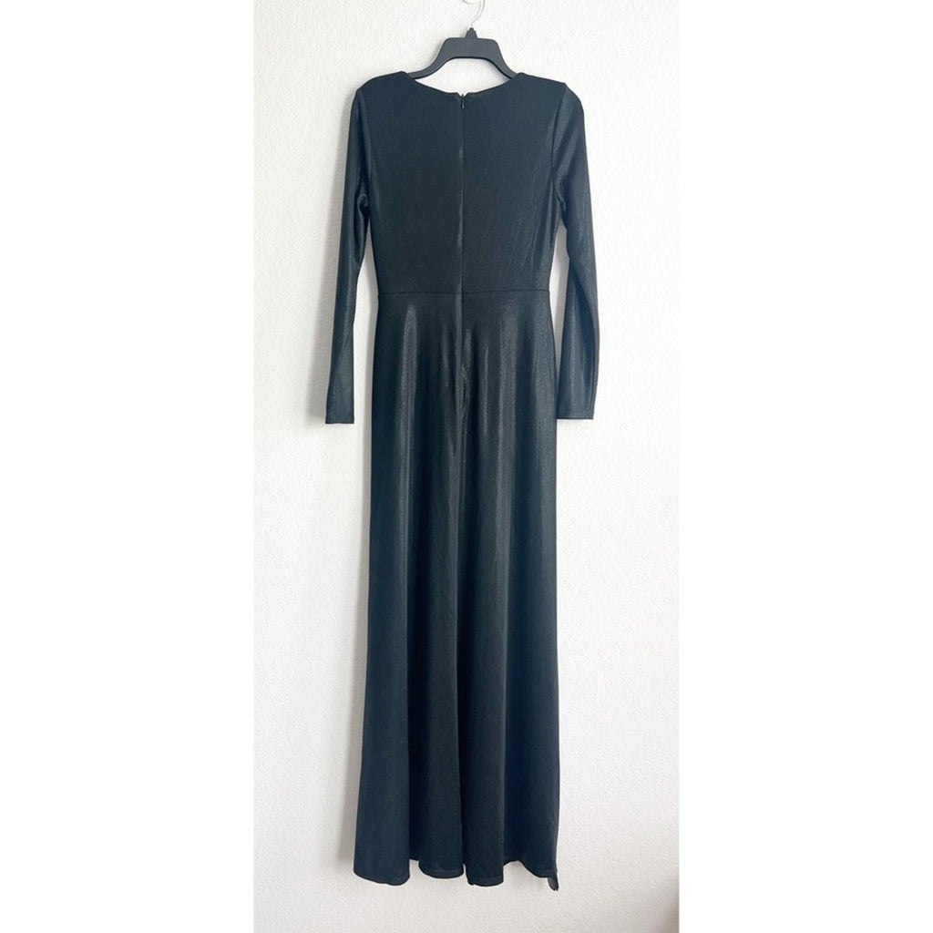 Lauren Ralph Lauren Twist-Front Foil-Print Jersey Gown Black, Women’s Size 4 NWT