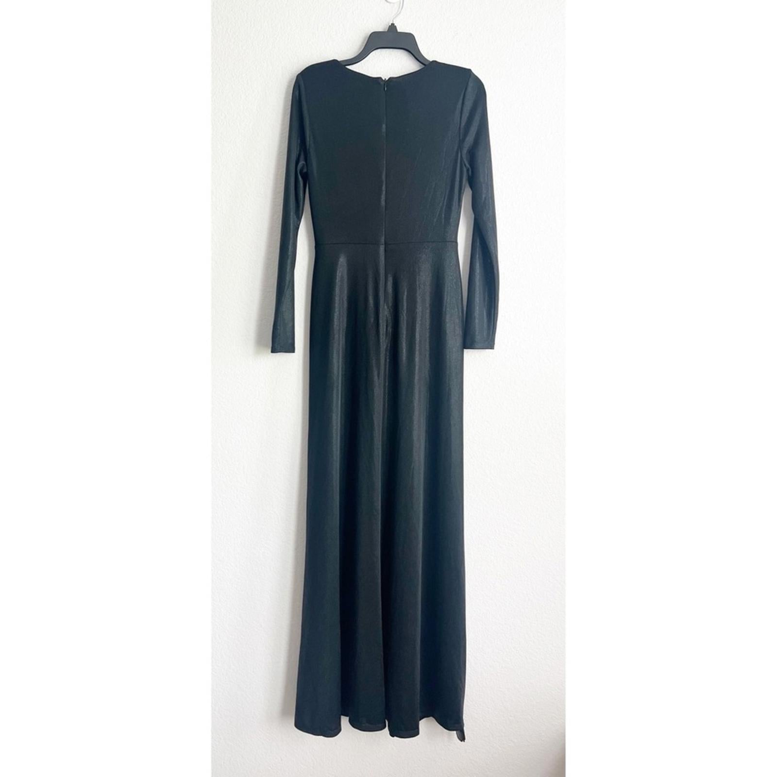 Lauren Ralph Lauren Twist-Front Foil-Print Jersey Gown Black, Women’s Size 4 NWT