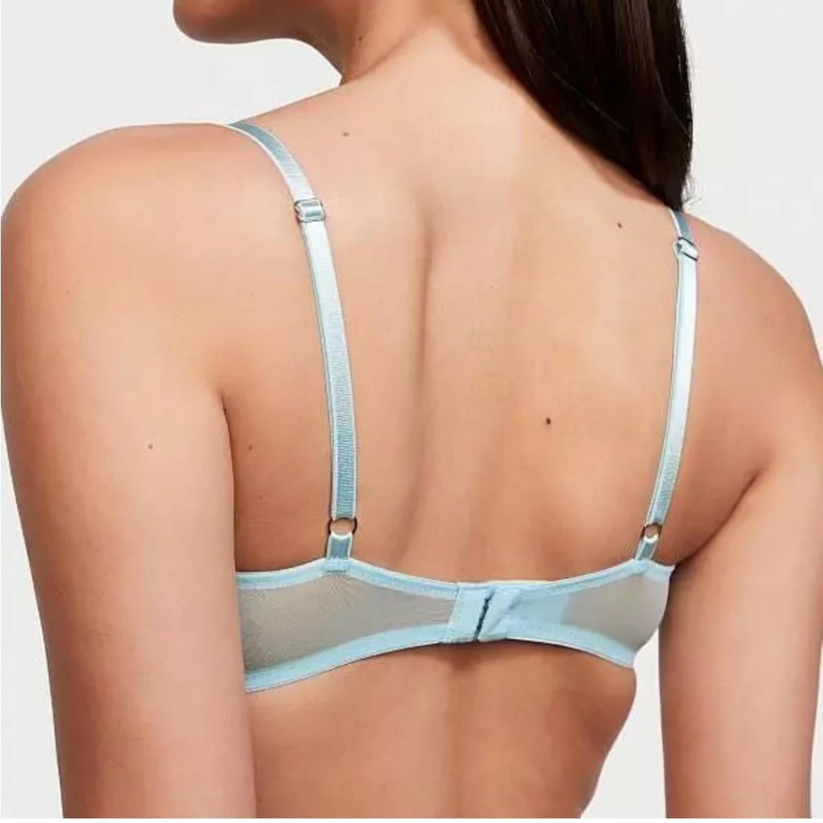 Victoria's Secret Dream Angels Lemon Embroidery Demi Bra in Blue Size 38DDD
