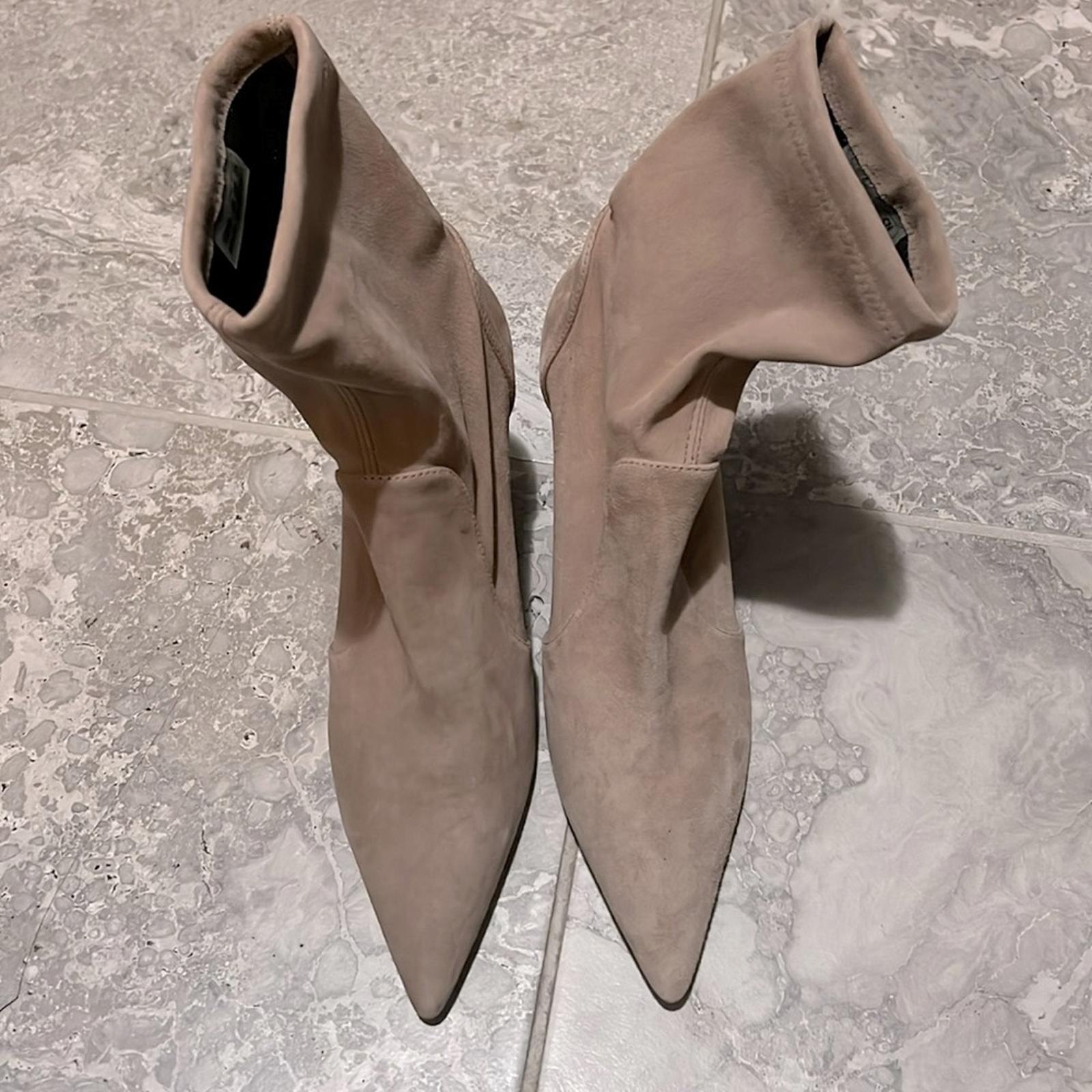 Stuart Weitzman Stuart Concealed-Wedge Sock Bootie Cashmere Stretch, NWT, Size 8