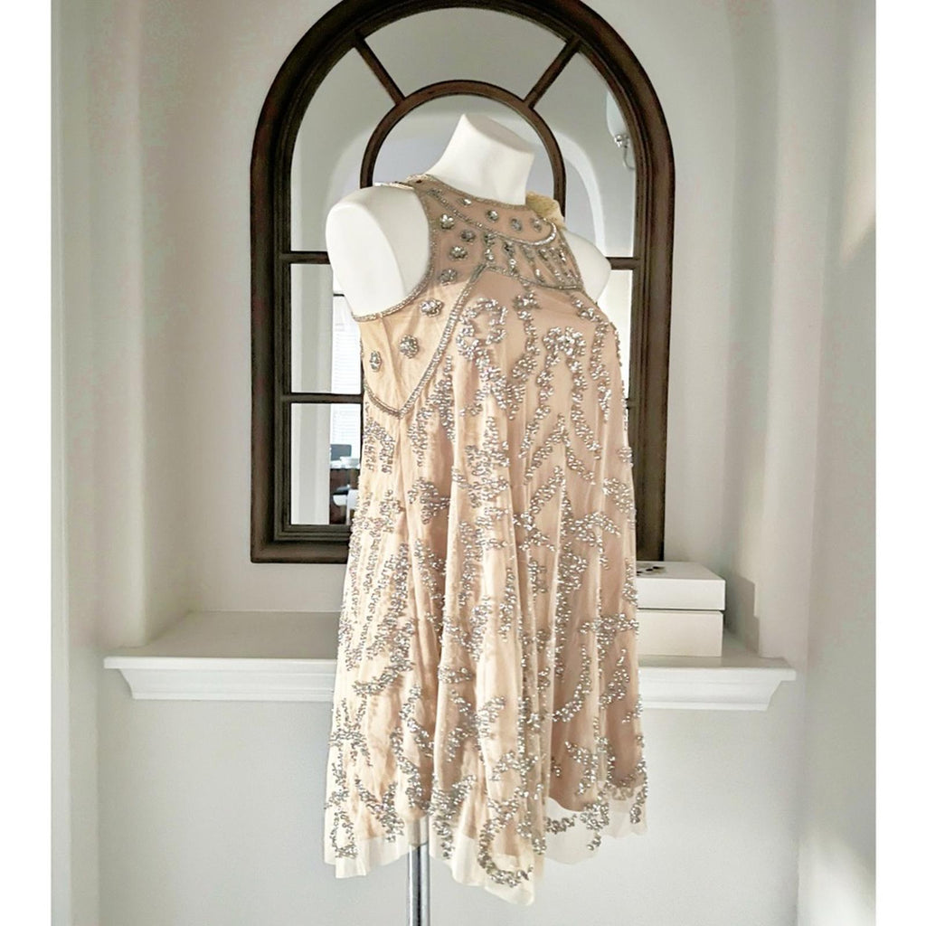 Altar’s State Beaded A-Line Mini Dress in Nude, Size XS New w/Tag $149.95