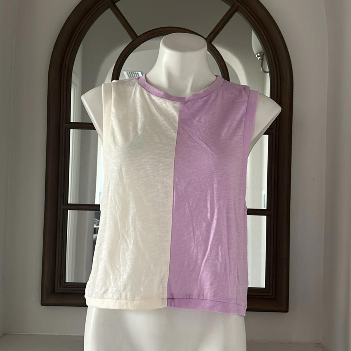 Cotton:On Body The Tank Top, Colorblock Purple & White, Size S New w/Tag