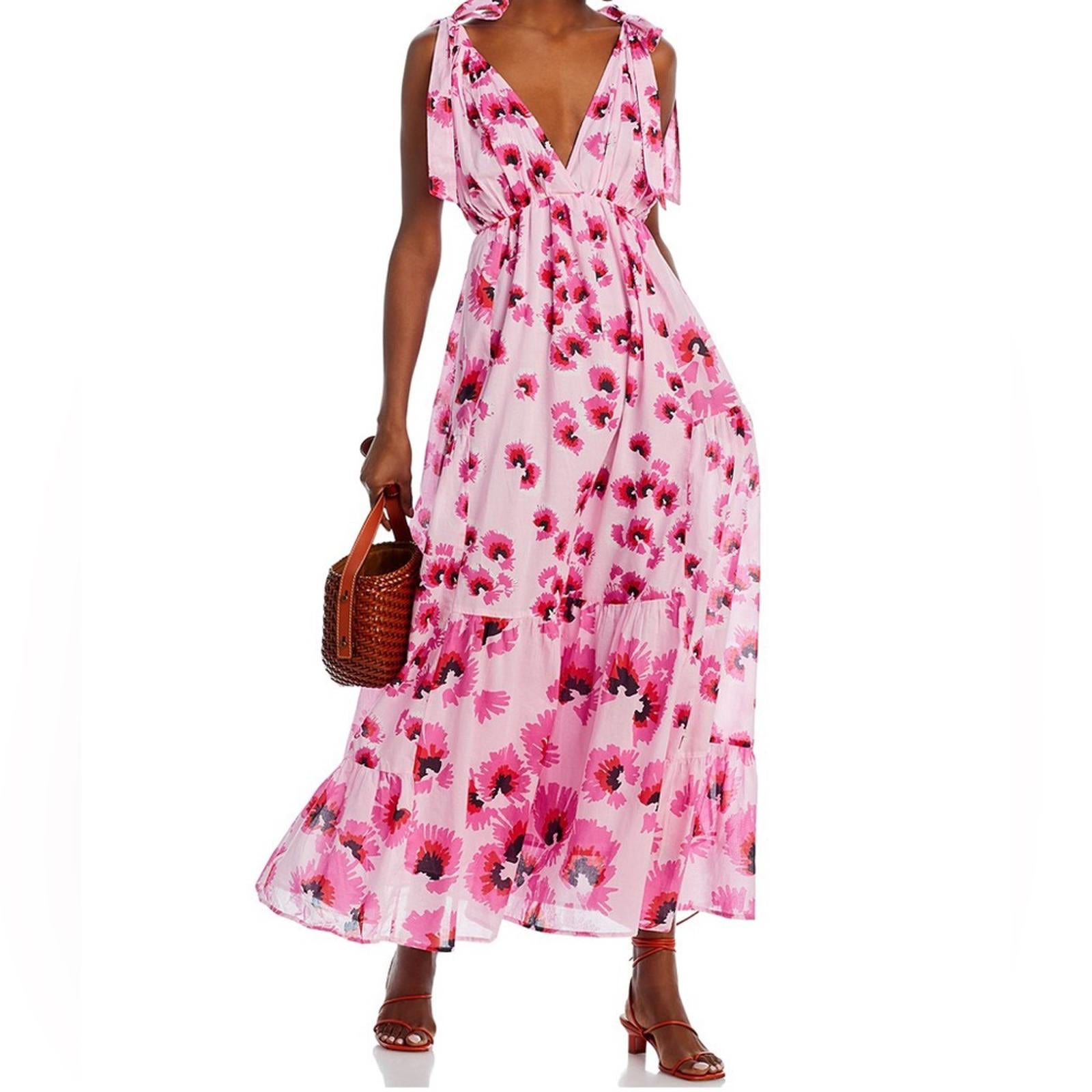 Banjanan Cosmos Maxi Dress, Floral Mix Cotton Voile New w/Tag