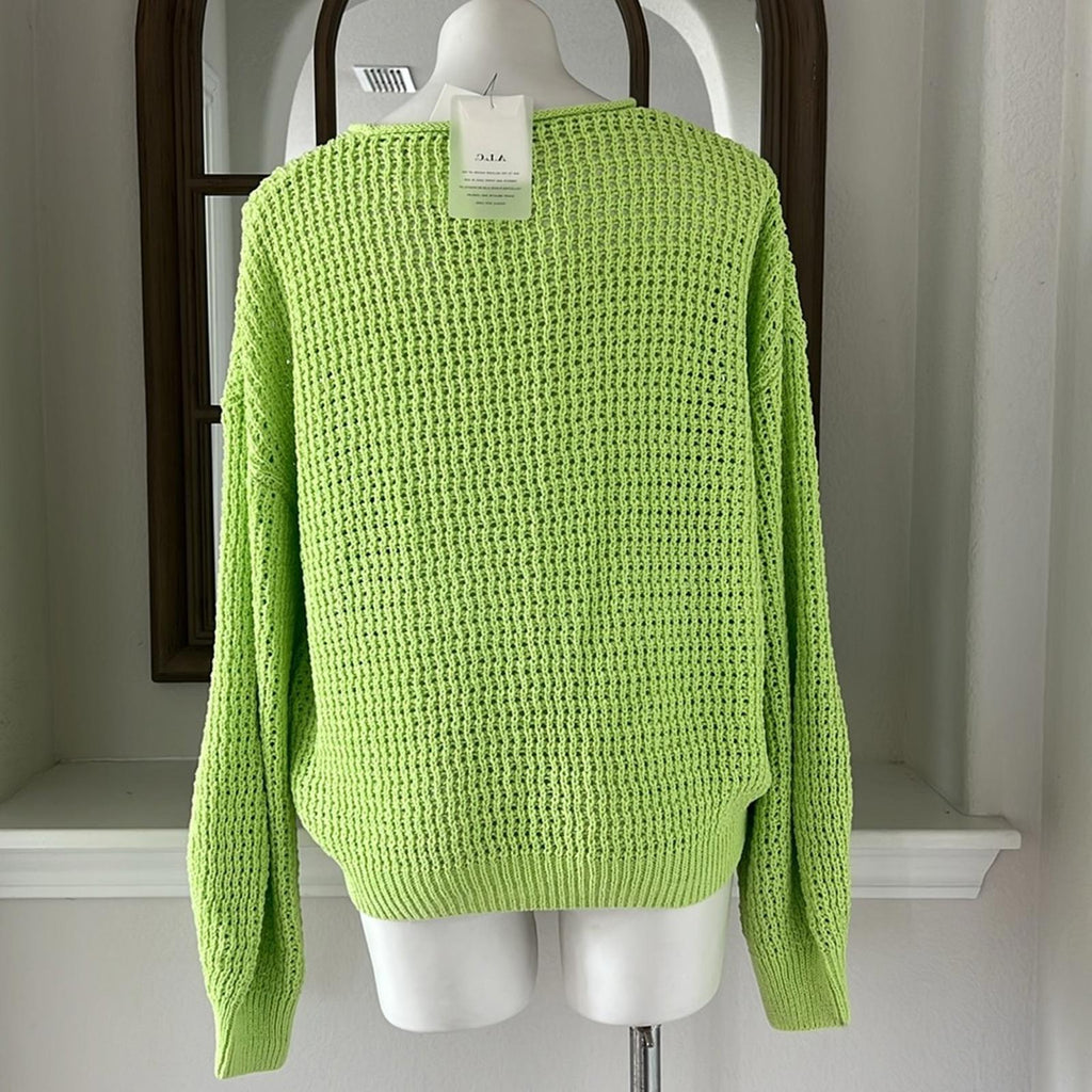 New A.L.C Loose Knit Sweater in Lime Green, Size XL New w/Tag Retail $350