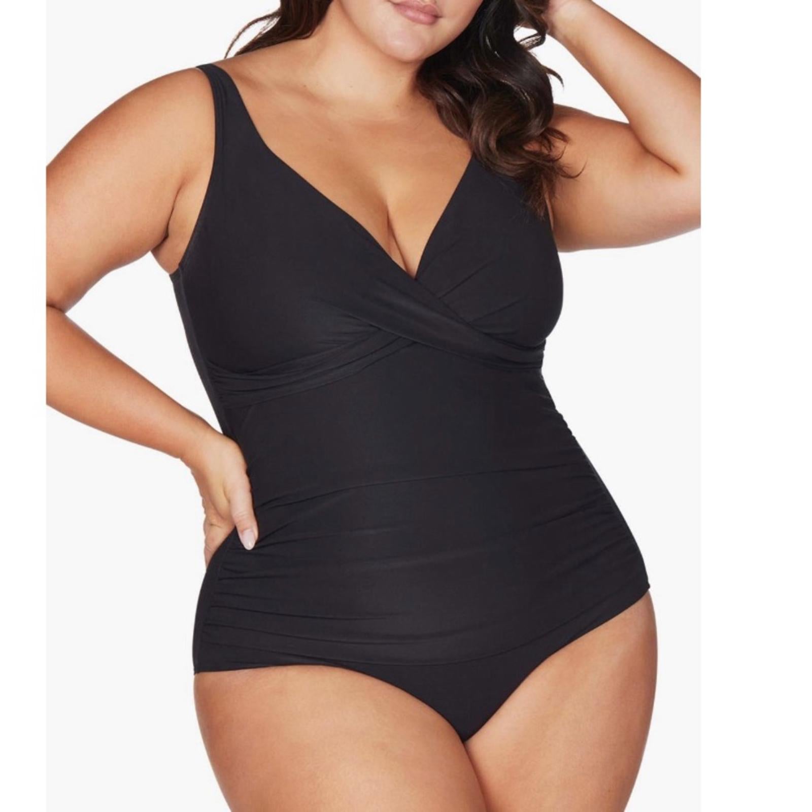 Artesands Hues Delacroix Cross Front One Piece Swimsuit, Black Size 16 New w/Tag