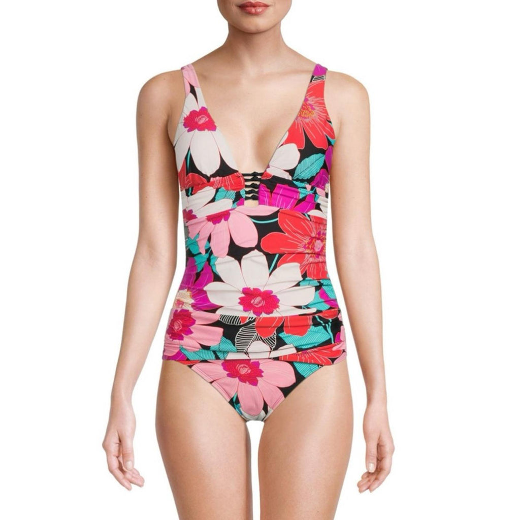 La Blanca Over the Shoulder Front Knot Tankini Swimsuit Top Size 8, New w/Tag