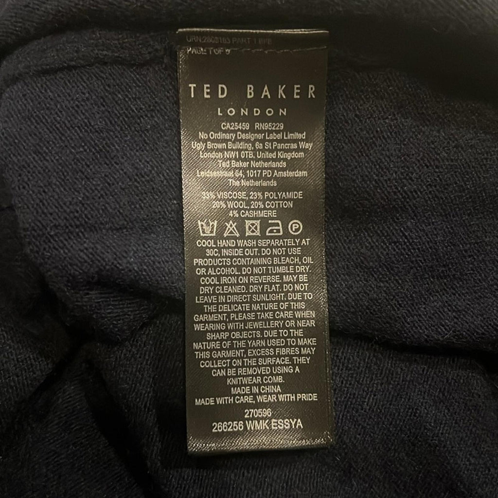 Ted Baker Essya Cashmere-Blend Midi Sweaterdress in Navy, Size Ted 6 EXCELLENT