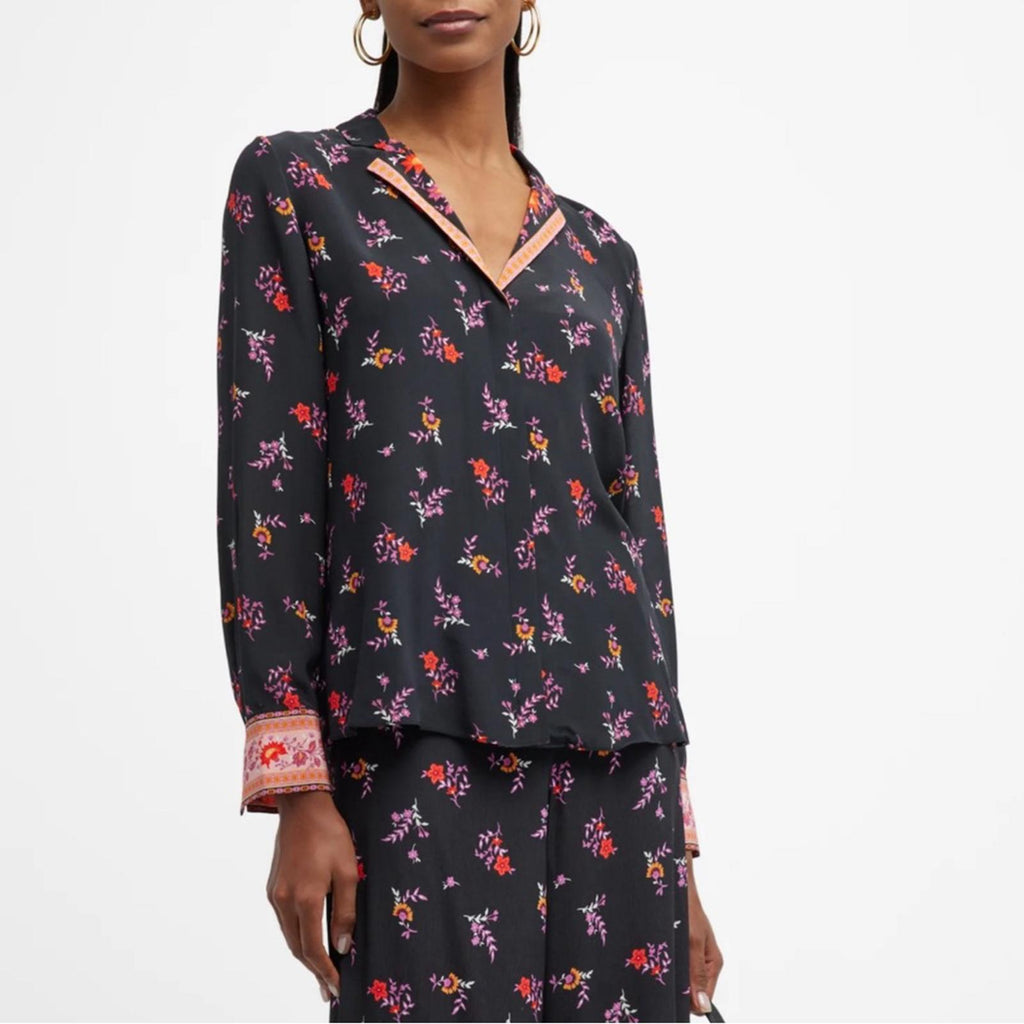 New Kobi Halperin Neo Silk Contrast Print Blouse, Size S New w/Tag $478