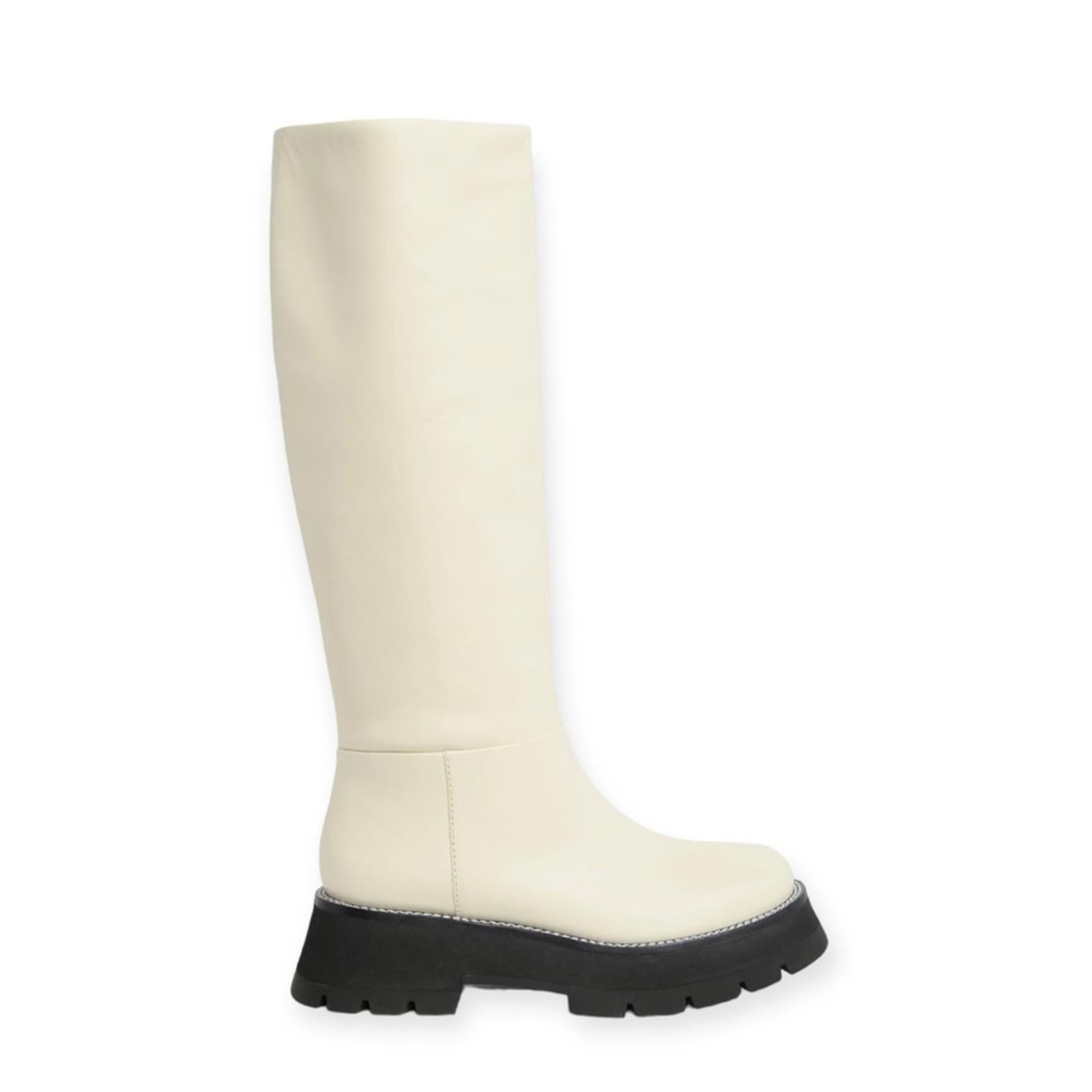 3.1 Phillip Lim Kate Lug Sole Knee High Boots, Bone/Black Size 38.5 New w/o Box