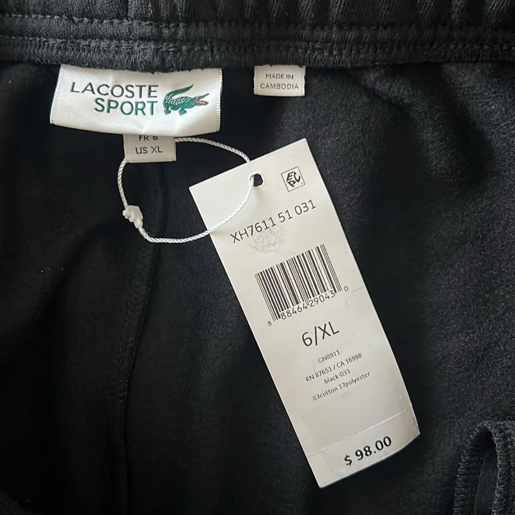 Lacoste Cotton Sweatpants in Black, Size XL, New w/Tag