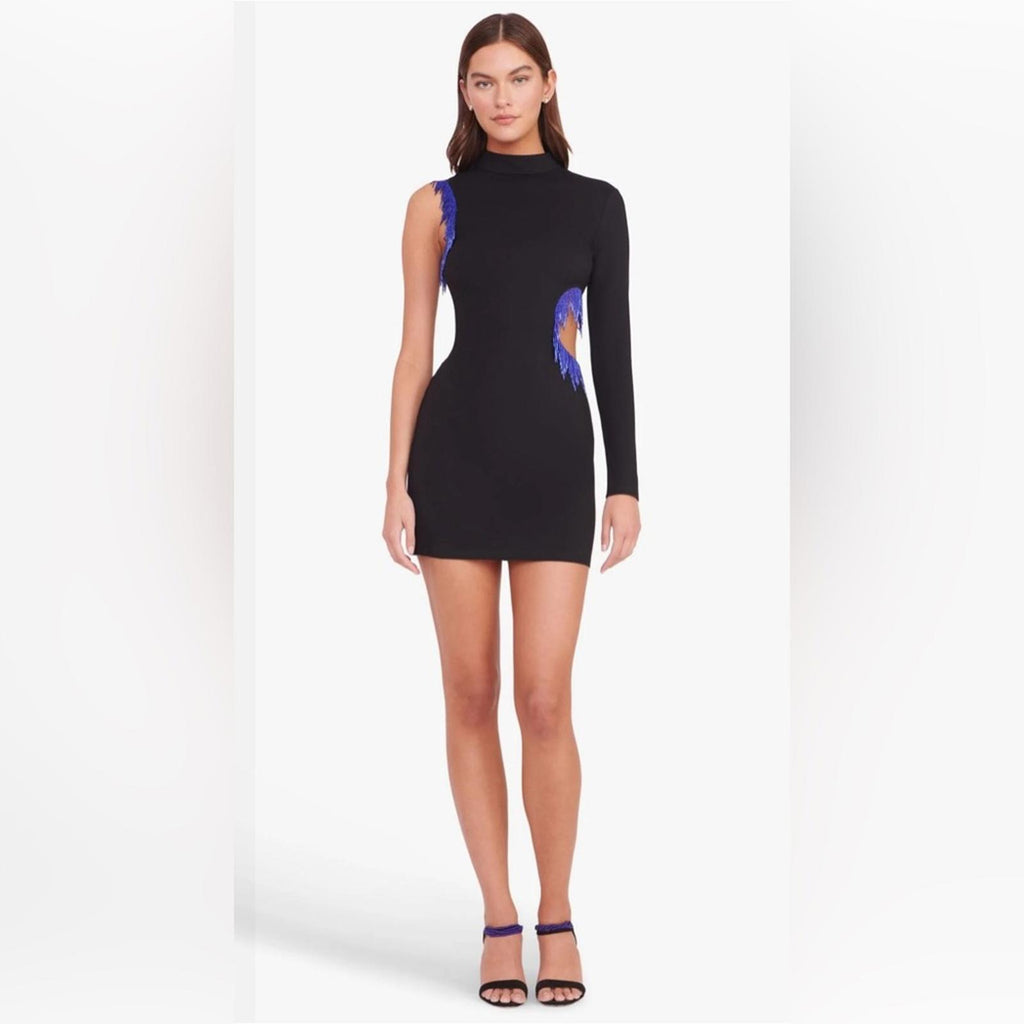 STAUD Kirsten Beaded Mini Dress in Black, Size S New w/Tag