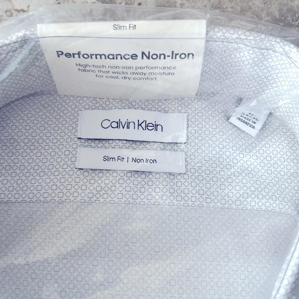 Calvin Klein Slim-Fit Performance Non-Iron Dress Shirt, Size 19 (34/35) XXXL NEW