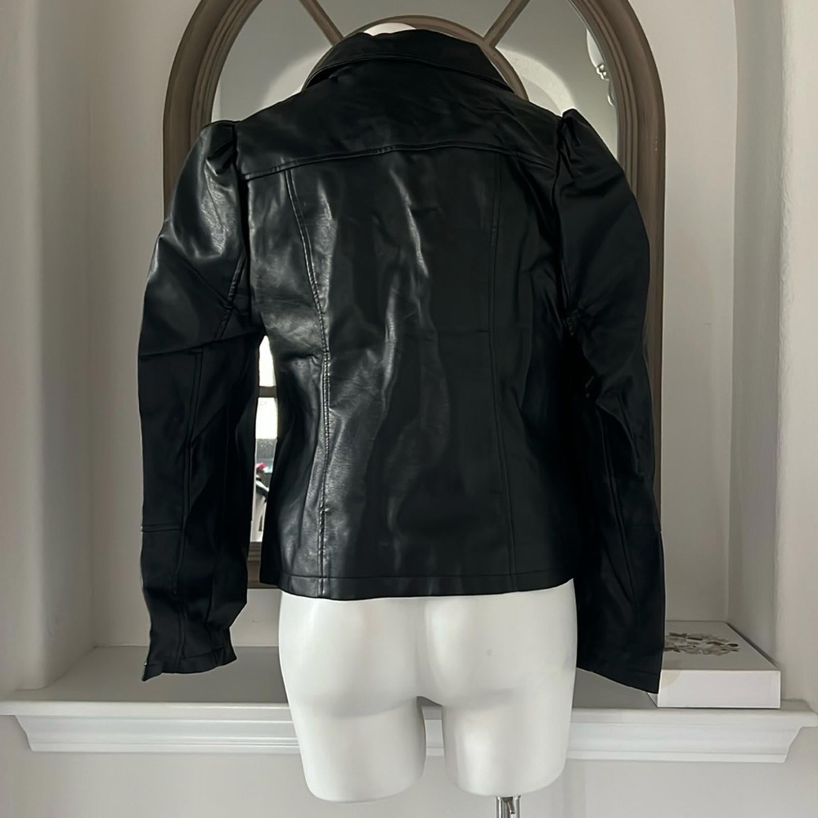 NEW LOOK Bomber Faux Leather Jacket in Black, Size L New w/Tag