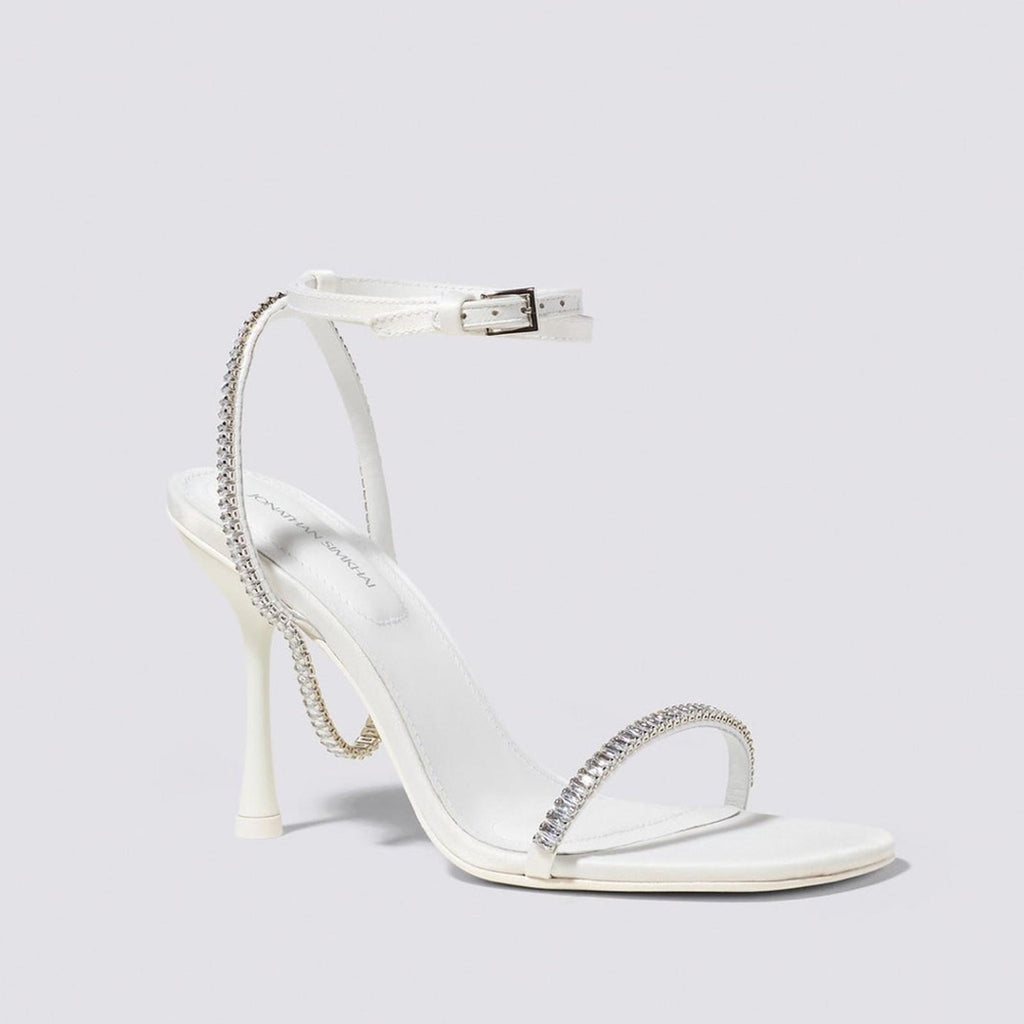 Jonathan Simkhai Luxon Crystal Harness Sandals White, Size EU41, NEW+DustBag