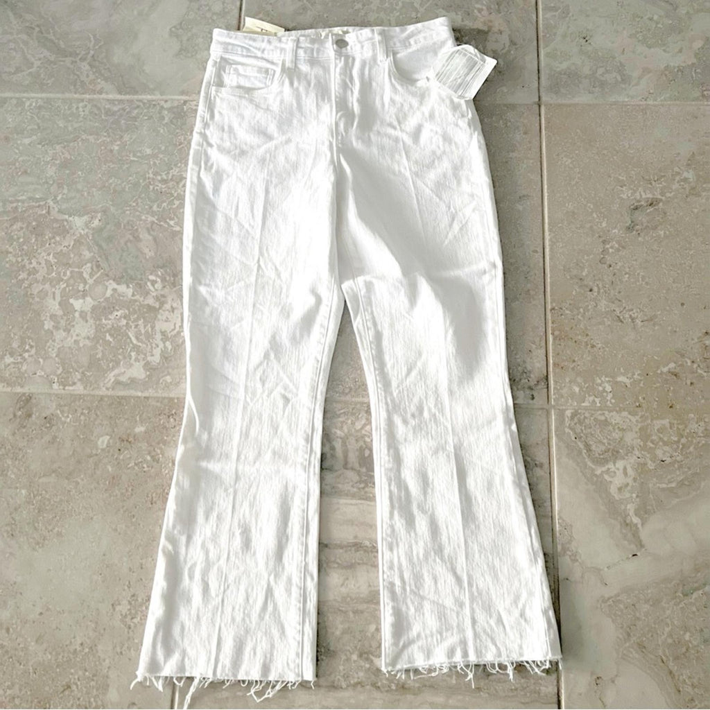 New L'Agence Kendra High-Rise Crop Flare Jeans White, Size 28 New w/Tag $275