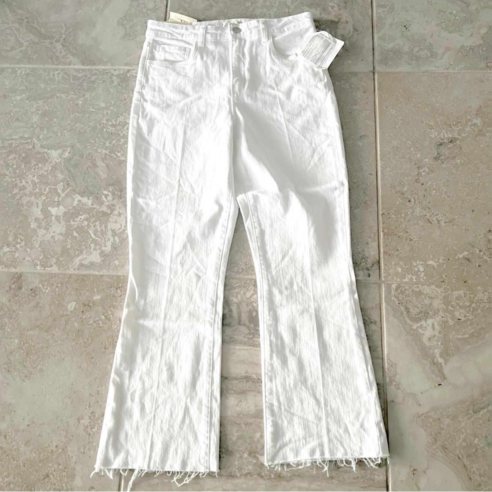 New L'Agence Kendra High-Rise Crop Flare Jeans White, Size 28 New w/Tag $275
