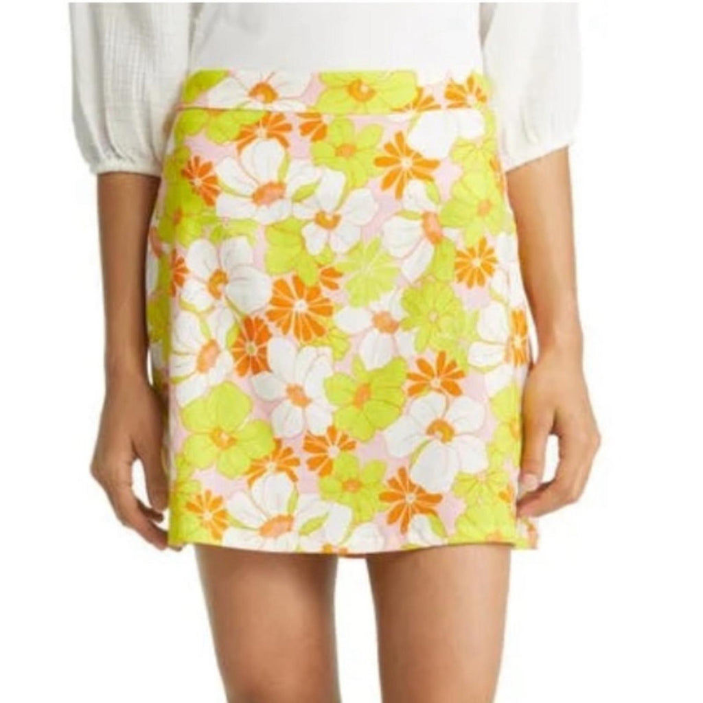 Sanctuary Everywhere Linen Blend Mini Skirt in Sunny Days, Size L New w/Tag