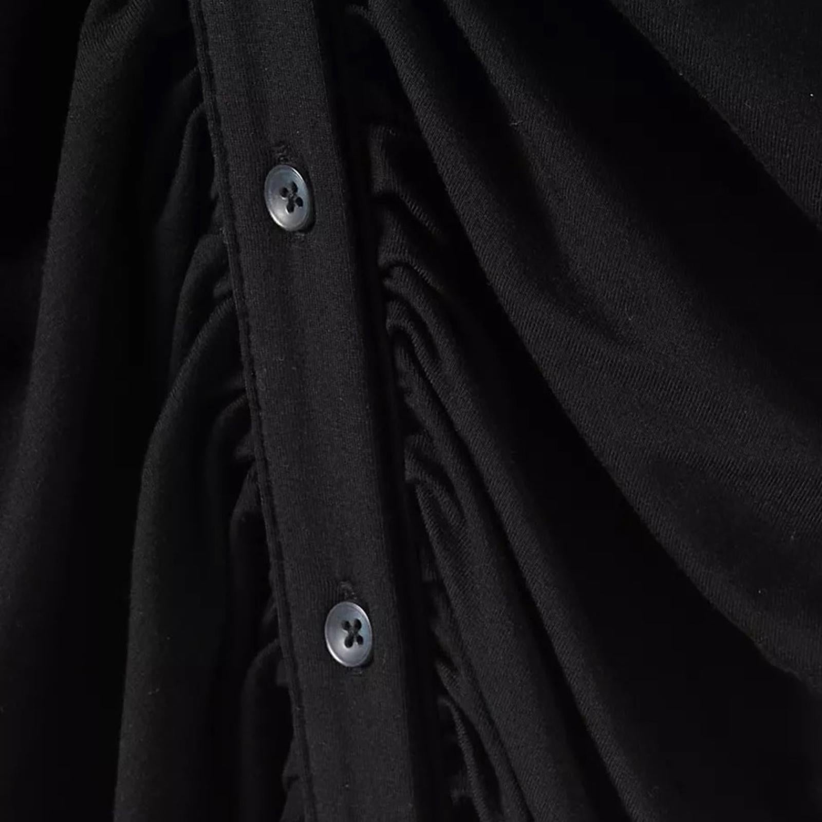 Good American Good Touch Ruched Midi Dress in Black, Size 1 New w/Tag