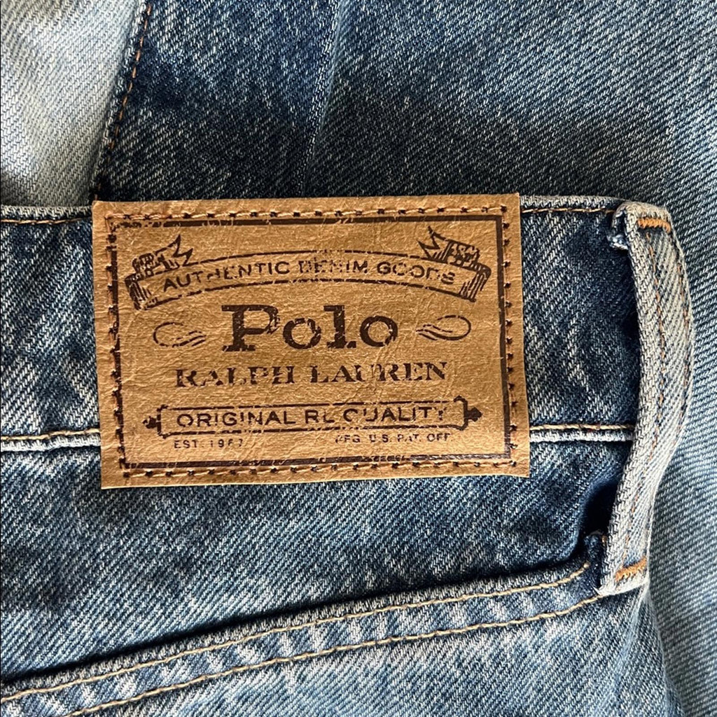 Polo Ralph Lauren Deconstructed Patchwork Denim Midi-Skirt in Blue, Size 28, NEW