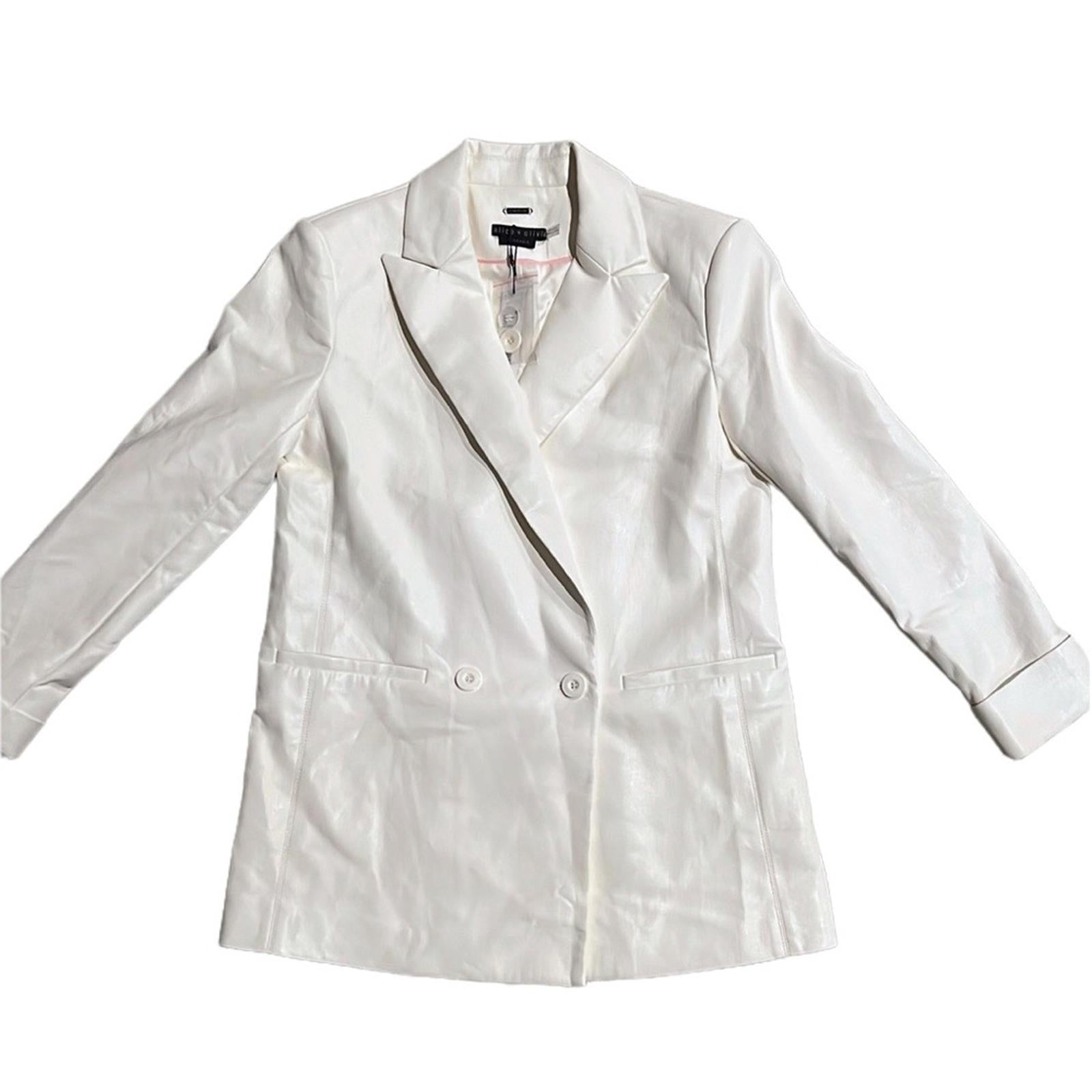 Alice+Olivia Warm One-Button Faux Leather Blazer, Size 4 New w/Tag $495 SOLD OUT