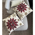 x2 Holiday Snowflake Decorative Pillows, Plaid & Beaded Retail $70