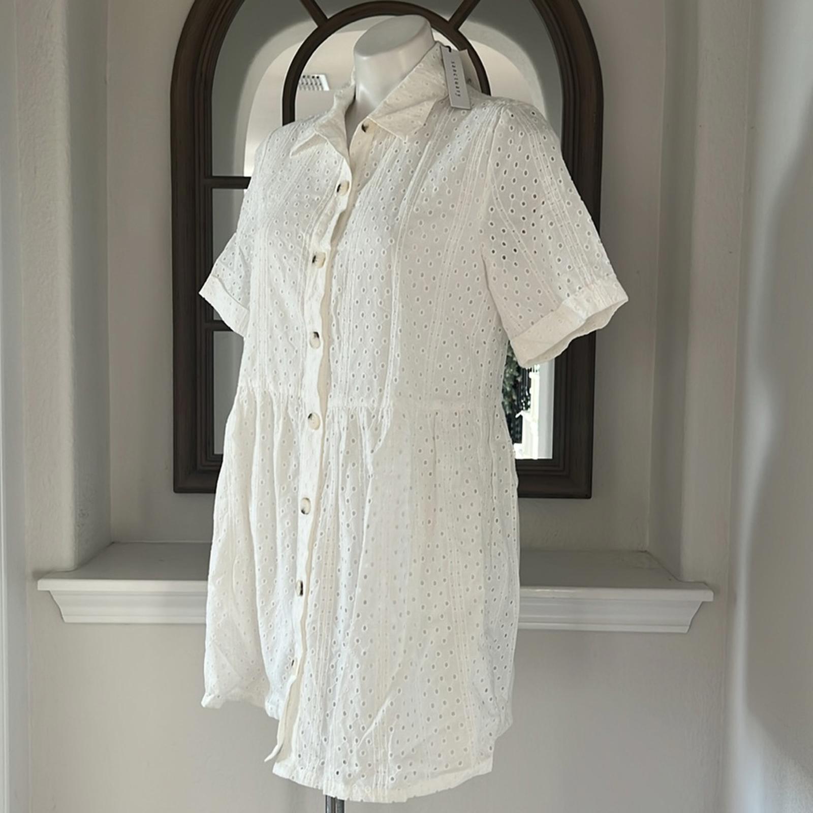 Sanctuary Heirloom Collared Midi Shirtdress in White, Size S NEW w/Tag