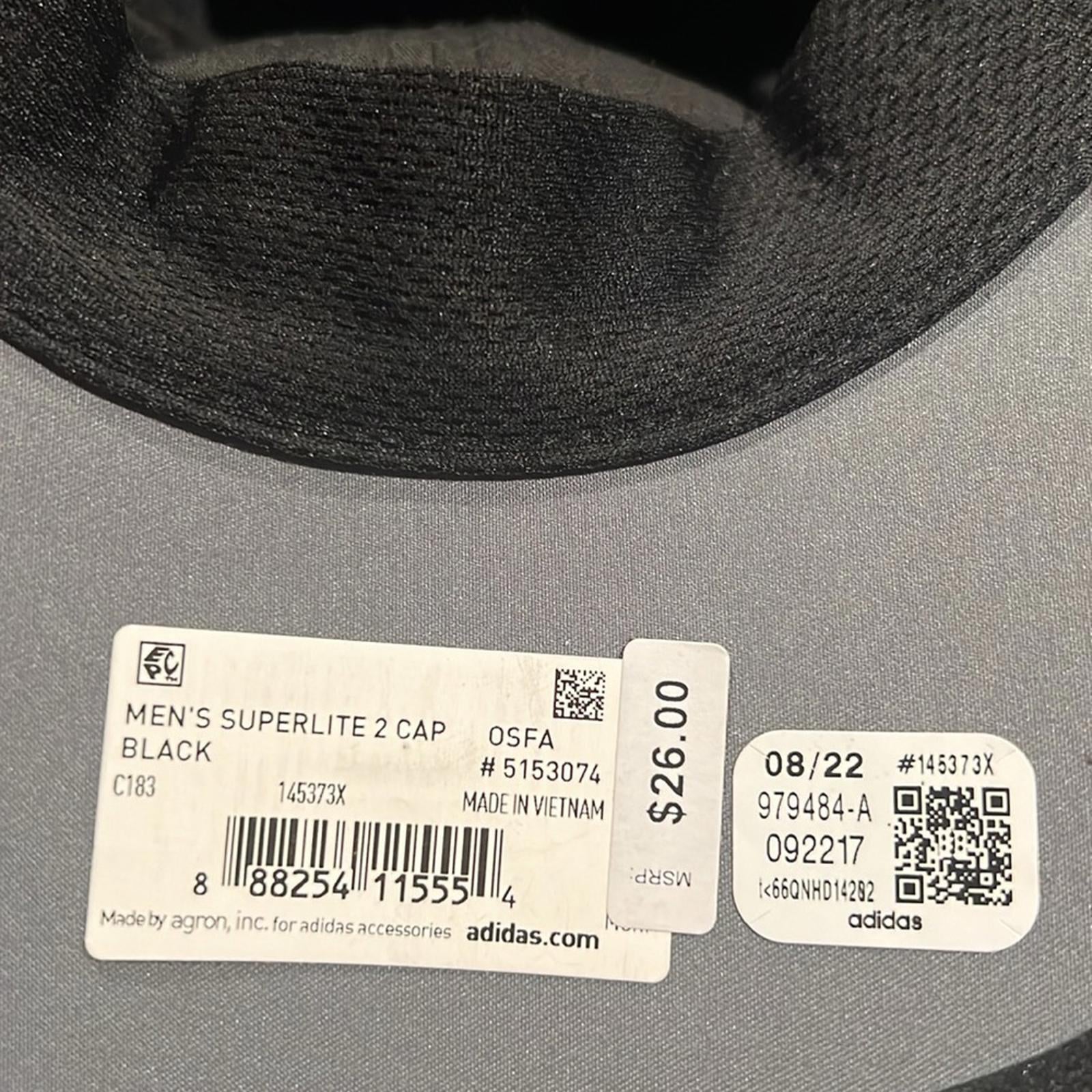 NWT ADIDAS Men's Superlite 2 Cap, Black, One Size New w/Tag