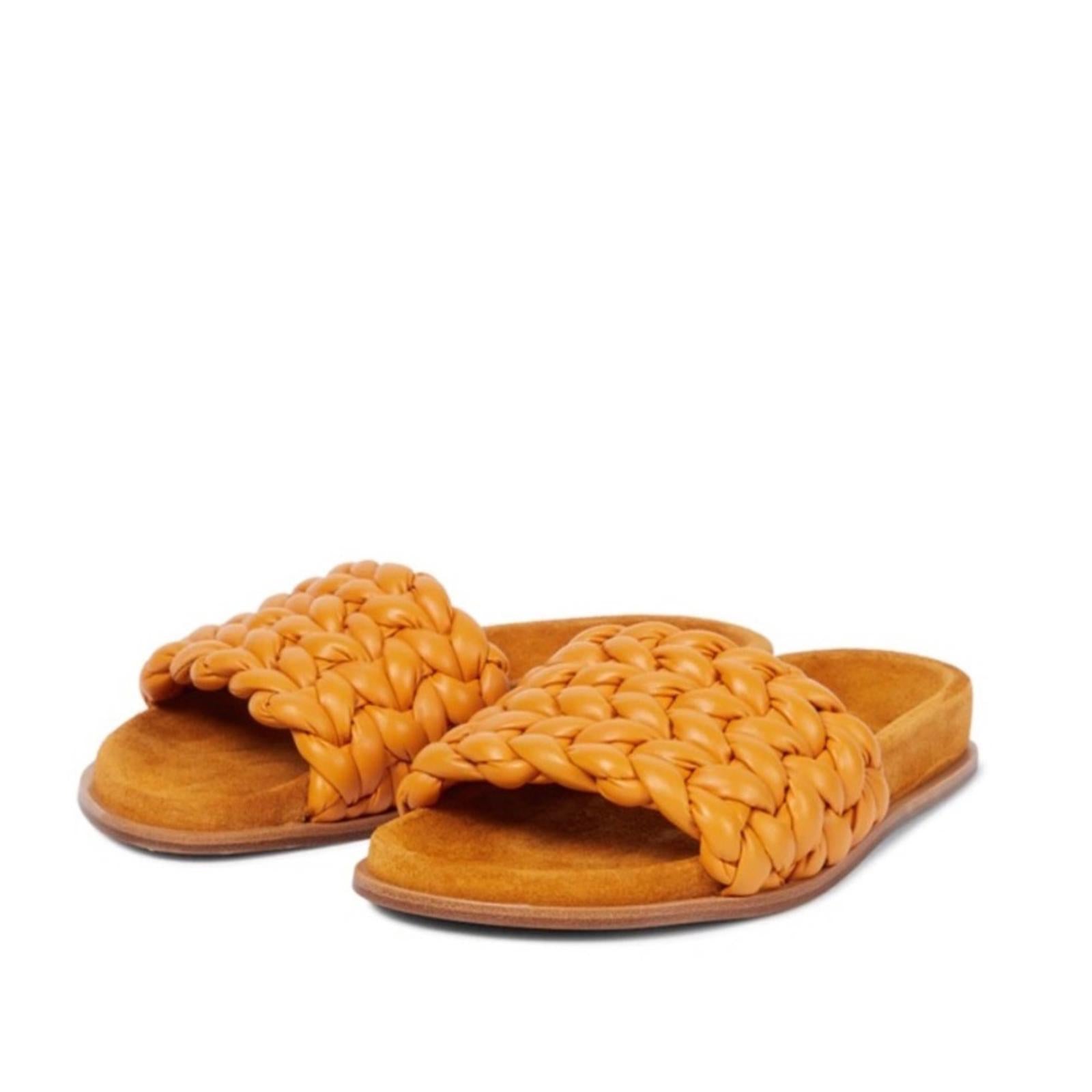 Chloé Kacey Flat Footbed Braided Leather Slides, NWT, Size 41 W Comes w/Dust Bag