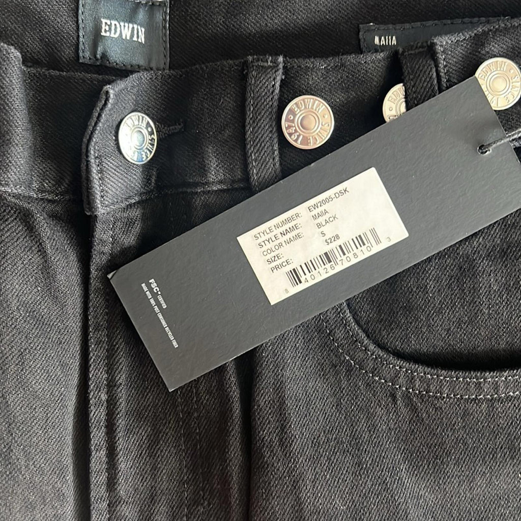 Anthropologie’s Edwin Maiia Cropped Wide Leg Jeans, Black Size S New w/Tag $228